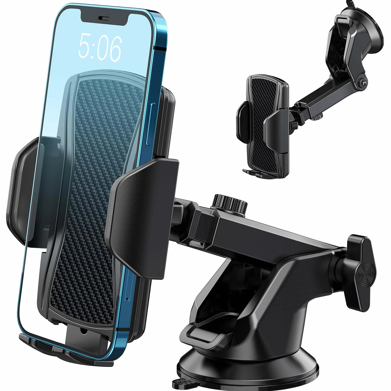 Hoppac Support Telephone Voiture, Porte Téléphone Voiture Tableau de Bord et Voiture Pare-Brise, 360 Degrés Rotation, Un Bouton de Libération, pour 4-7 in Smartphone