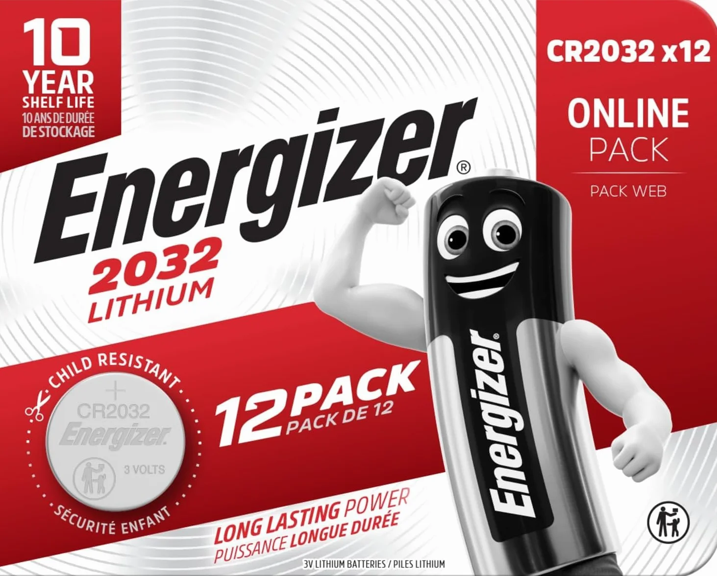 Energizer Lithium - CR 2032 Pile Bouton (Lot de 12) - Piles 3V - pour L'Air Tag, Clés, appareils Maison, Sport et médicaux - Emballage sécurisé - Conservation 10 Ans [Exclusivité Amazon]