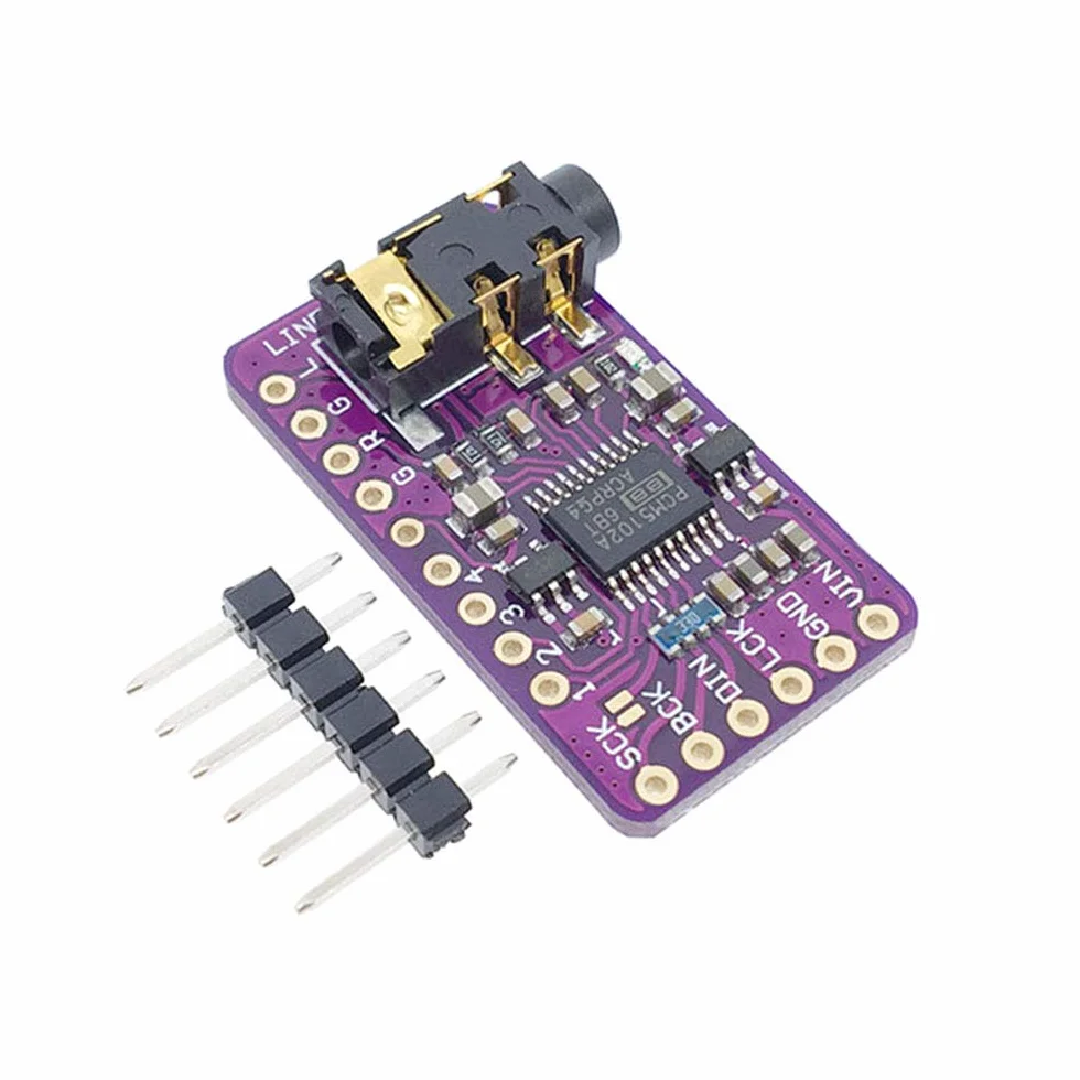 PCM5102 Module de décodeur DAC Interface I2S GY-PCM5102 Carte de lecteur au format PHAT Convertisseur numérique-analogique Module vocal pour Arduino avec câble audio 3,5 mm, câble Jumper
