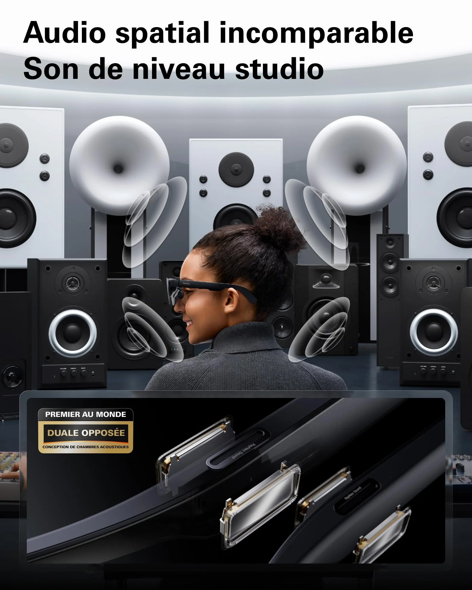 RayNeo Air 3s Pro Lunettes AR/XR - Affichage vidéo 201'' 1200 Nits 120Hz HueView 2.0, Lunettes de Jeu intelligentes pour iPhone 17,16,15/Android/Mac 2/PS5/SteamDeck