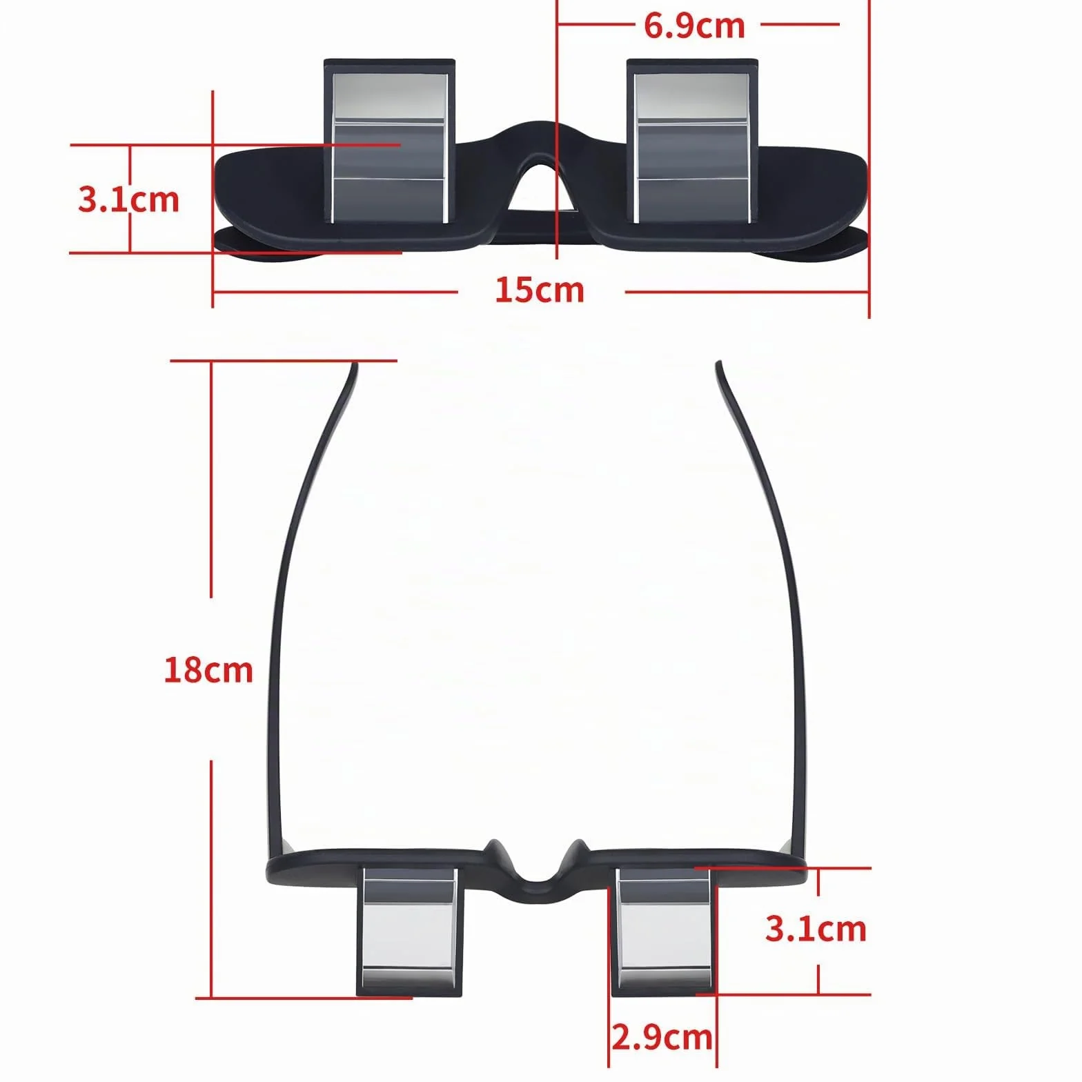 OKCSC Lazy Glasses 90° Laying Down Prism Glasses Horizontal Bed Reading Glasses High Definition for Reading Watching TV Phones -Small