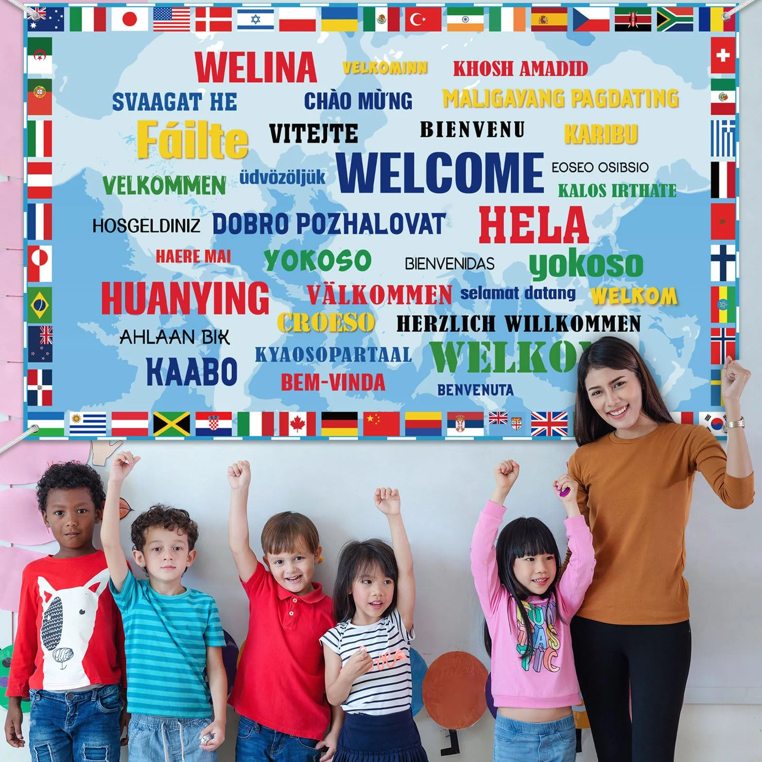 Tatuo Drapeau International de Bienvenue Bannière Fond Autour du Monde décorative événements Sportifs