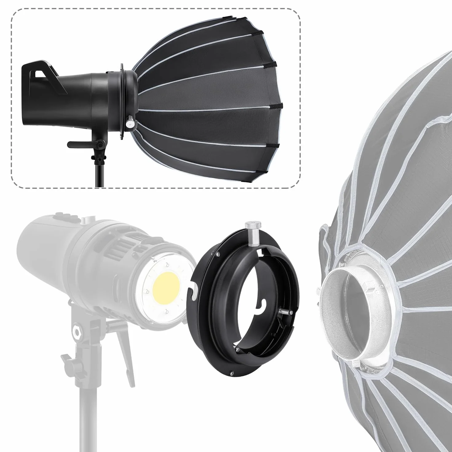 Fomito Bague Adaptateur de convertisseur de Monture pour Studio Photo Elinchrom Bowens Adaptateur convertisseur Bague pour boîte à lumière Beauty Dish Flash de Studio Strobe Photographie