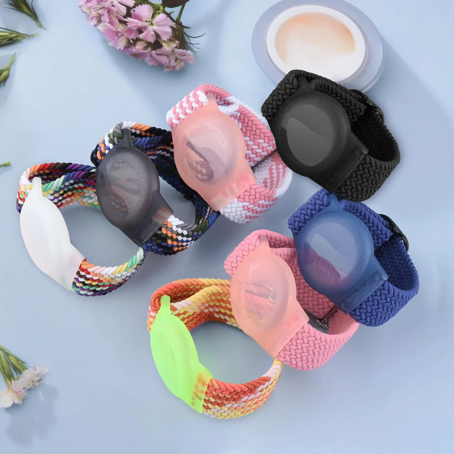 Vancle Bracelet Airtag Enfants, élastique Bracelet de Rechange, Coque Résistant aux Rayures, Facile à Porter, Couverture de Protection en Nylon Tressée pour Enfants et âgés, Arc Ciel