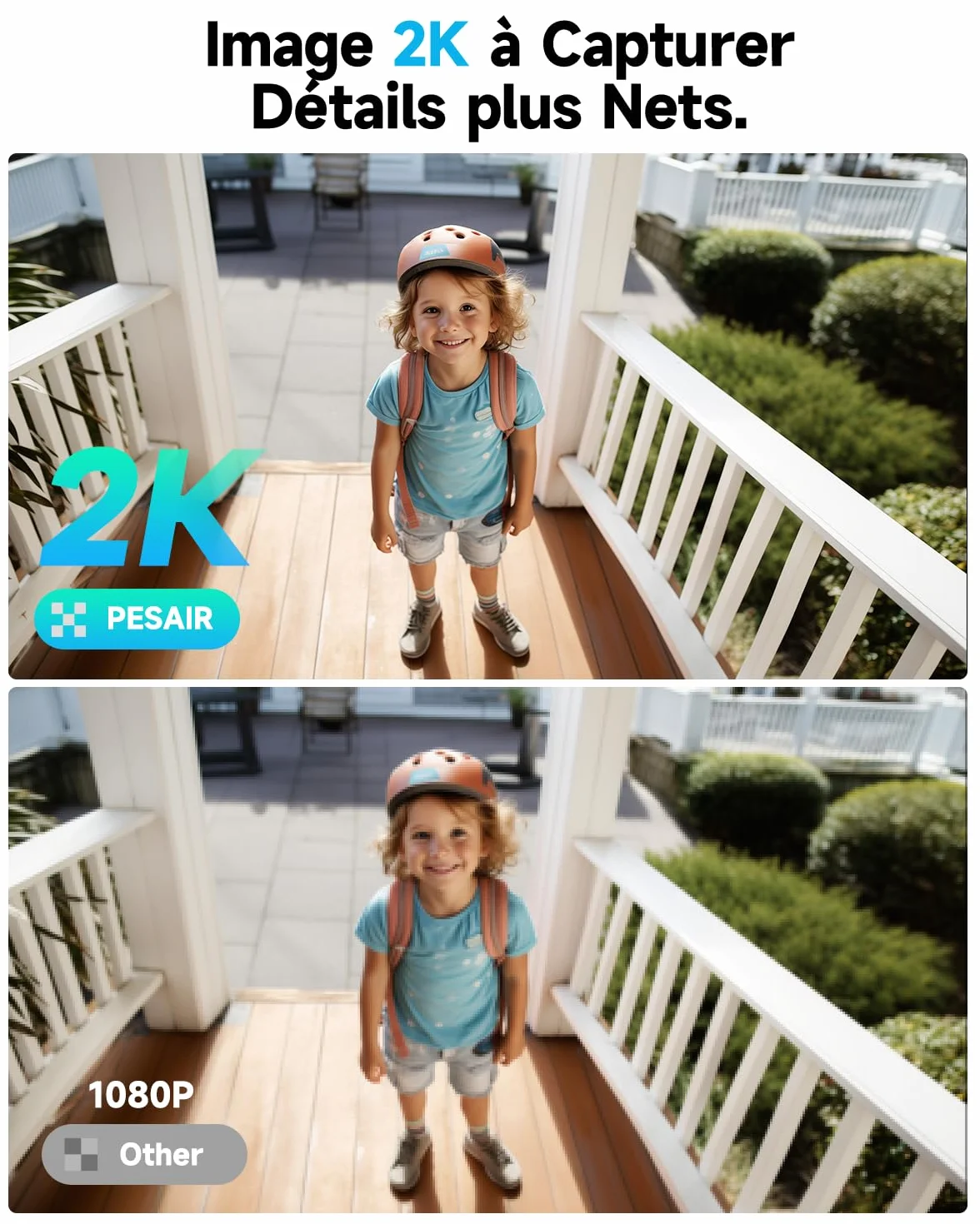 2K Caméra Surveillance WiFi Exterieure sans Fil Batterie - Camera Surveillance WiFi avec Panneau Solaire, Vision Nocturne Couleur, Extérieure/Intérieure, PIR Détection Mouvement, IP66, 2,4 GHz