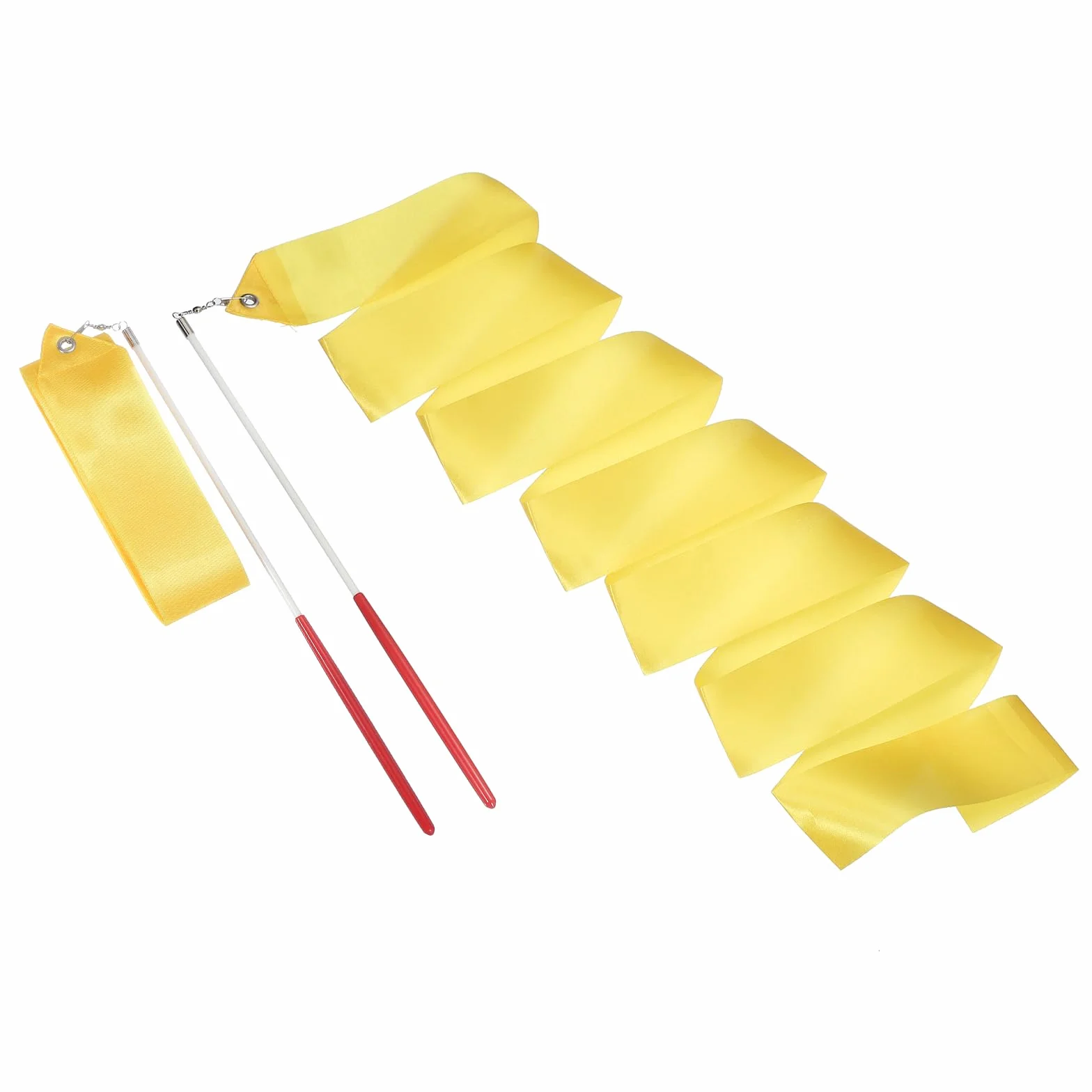 QUARKZMAN 2 Pcs Rubans De Danse Gymnastique Rythmique 78.7" Streamers pour Danseurs Baguette Tournoyante Jaune