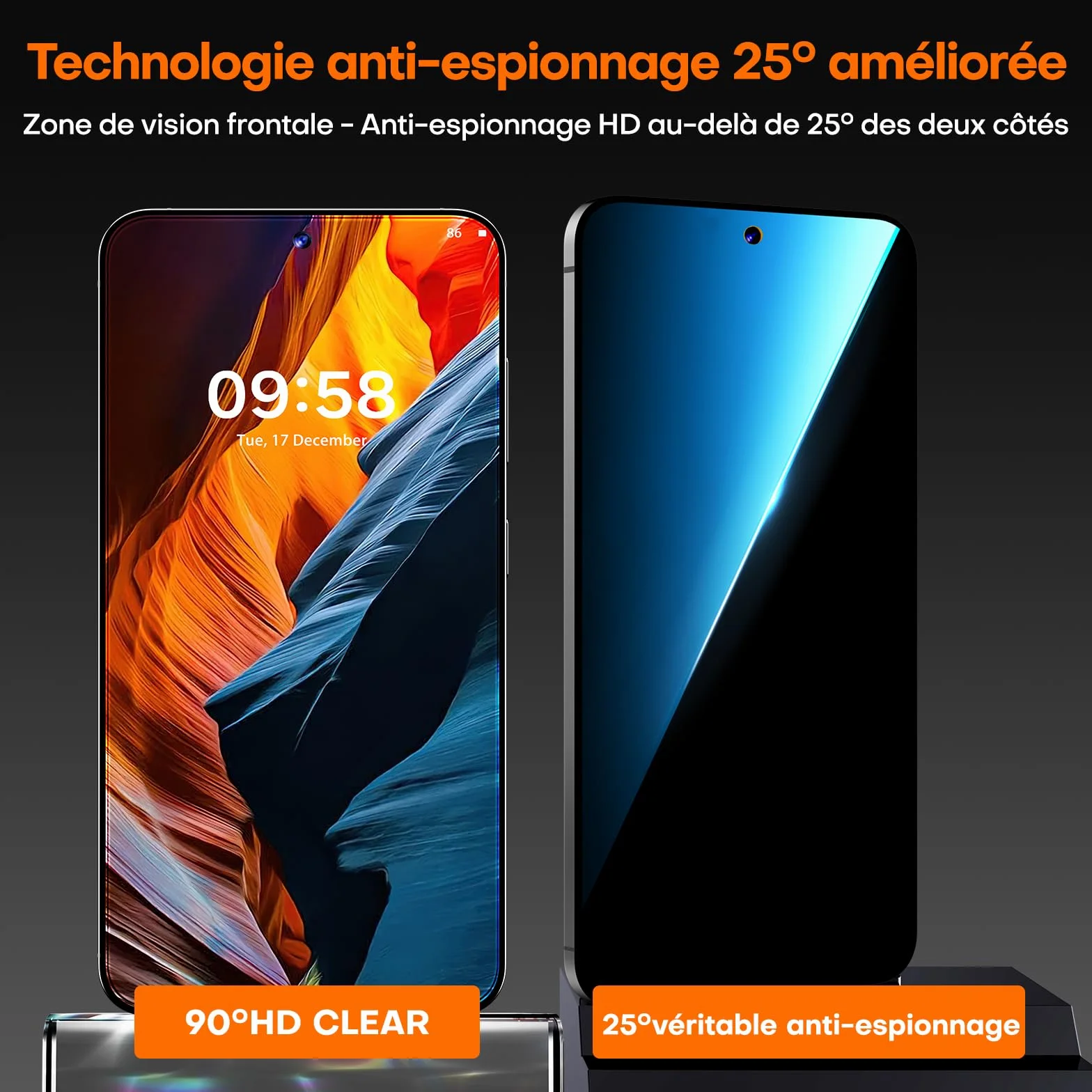 Lot de 2 Verre Trempé Anti Espion pour Samsung Galaxy S25