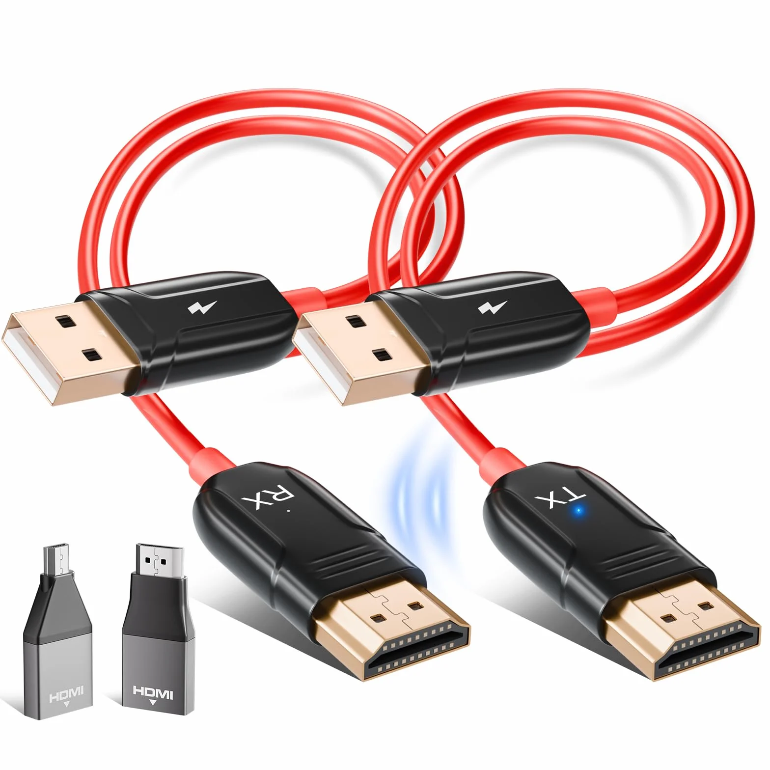LXJADAP HDMI sans Fil, décodage 4K 1080P Émetteur et récepteur HDMI sans Fil pour Le Streaming de fichiers vidéo et Audio d'un Ordinateur Portable ou d'un PC vers Une TV HD ou Un projecteur, Rouge