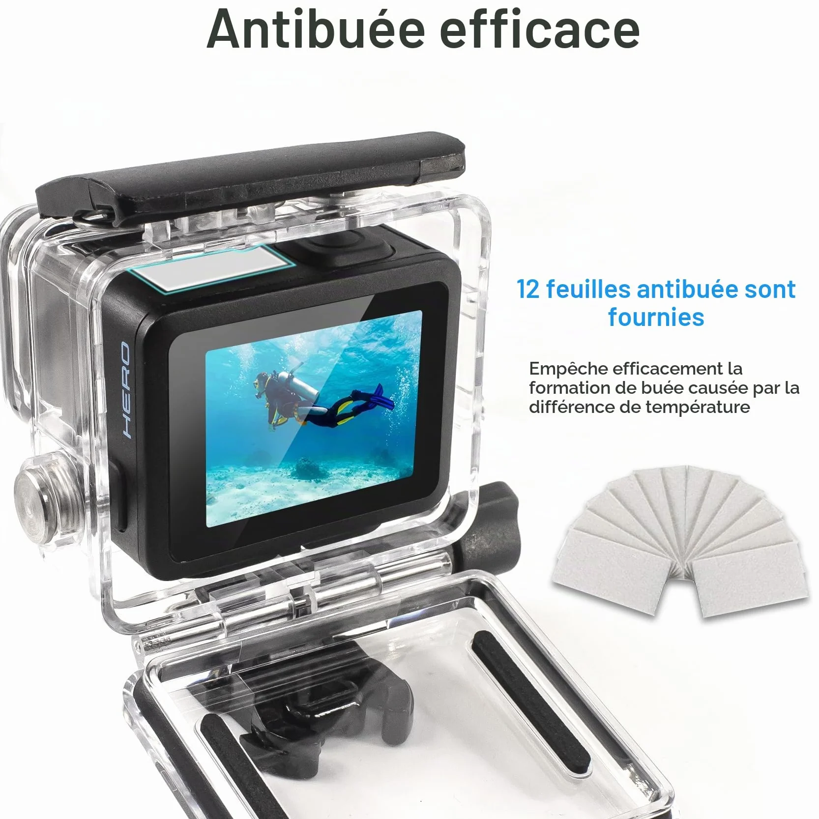 FitStill Boîtier de plongée étanche 60 m Compatible GoPro Hero 4K Coque Protection Support