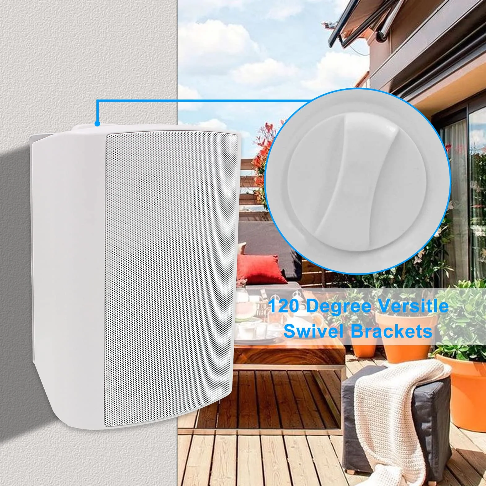 Herdio 800W 6,5 Pouces Enceinte d'Extérieur passifs, étanche Enceintes d'extérieu, Parleur imperméable à l'eau, Haut-Parleur murales stéréo Patio Mural avec Basses puissantes(4 Blanc)