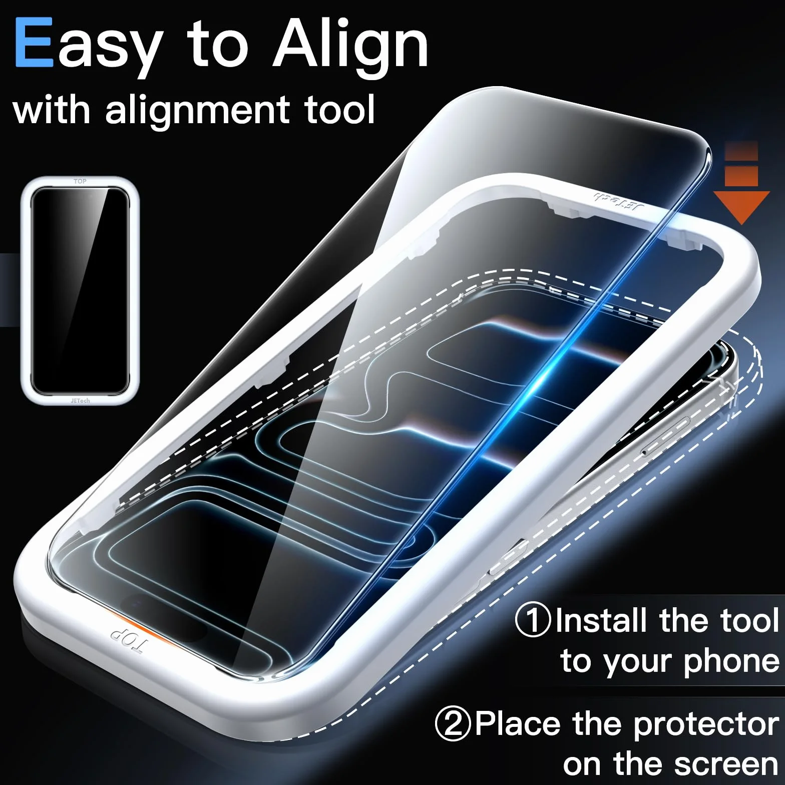 JETech Protection D'écran pour iPhone 17 Pro Max 6,9 Pouces avec Protecteur d'Objectif Caméra, Outil d'Installation Facile, un Film en Verre Trempé de Dureté 9H, HD Transparent, 2 Pièces Chacun