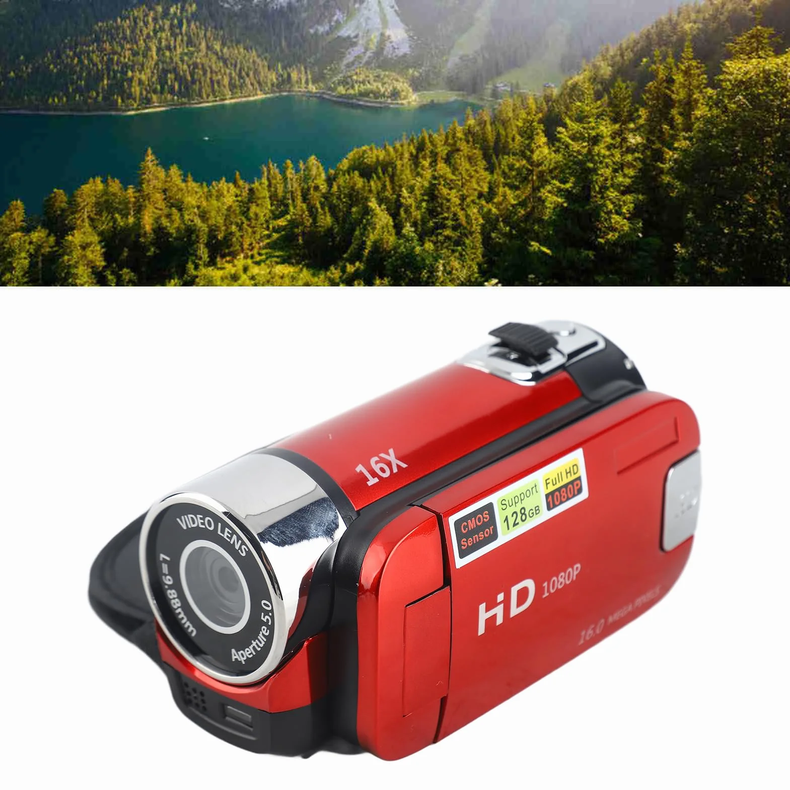 Qiilu Caméscope numérique, COMS Rotation Full HD 270 ° 1080P 16X Haute définition Caméra vidéo DV Photo et Caméscopes numérique pour Enfants/Adolescents/Élèves/Débutants/Les