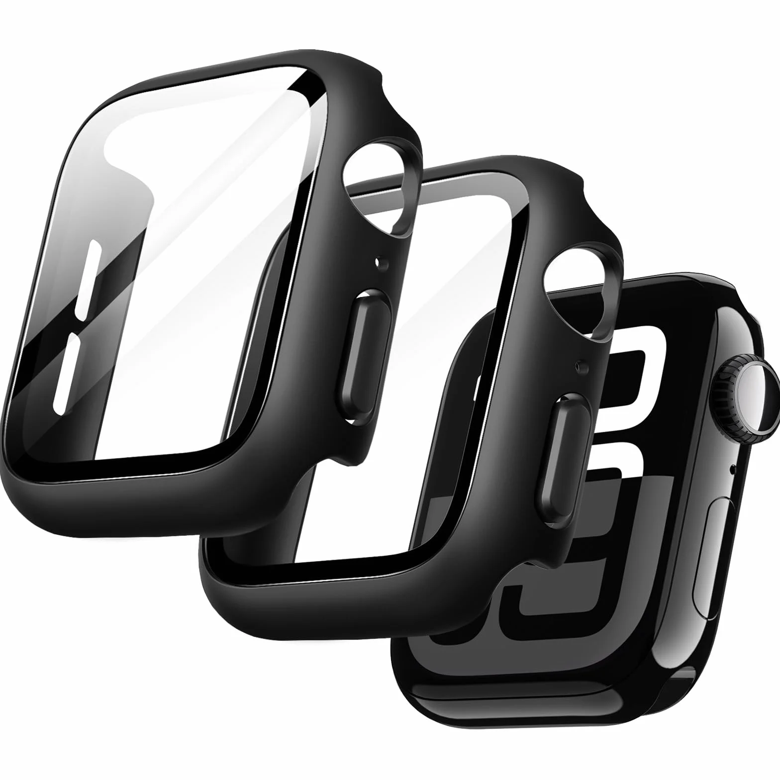 JETech Coque avec Protection d'Écran pour Apple Watch Series 11/10 46mm, Verre Trempé, Lot de 2, Noir