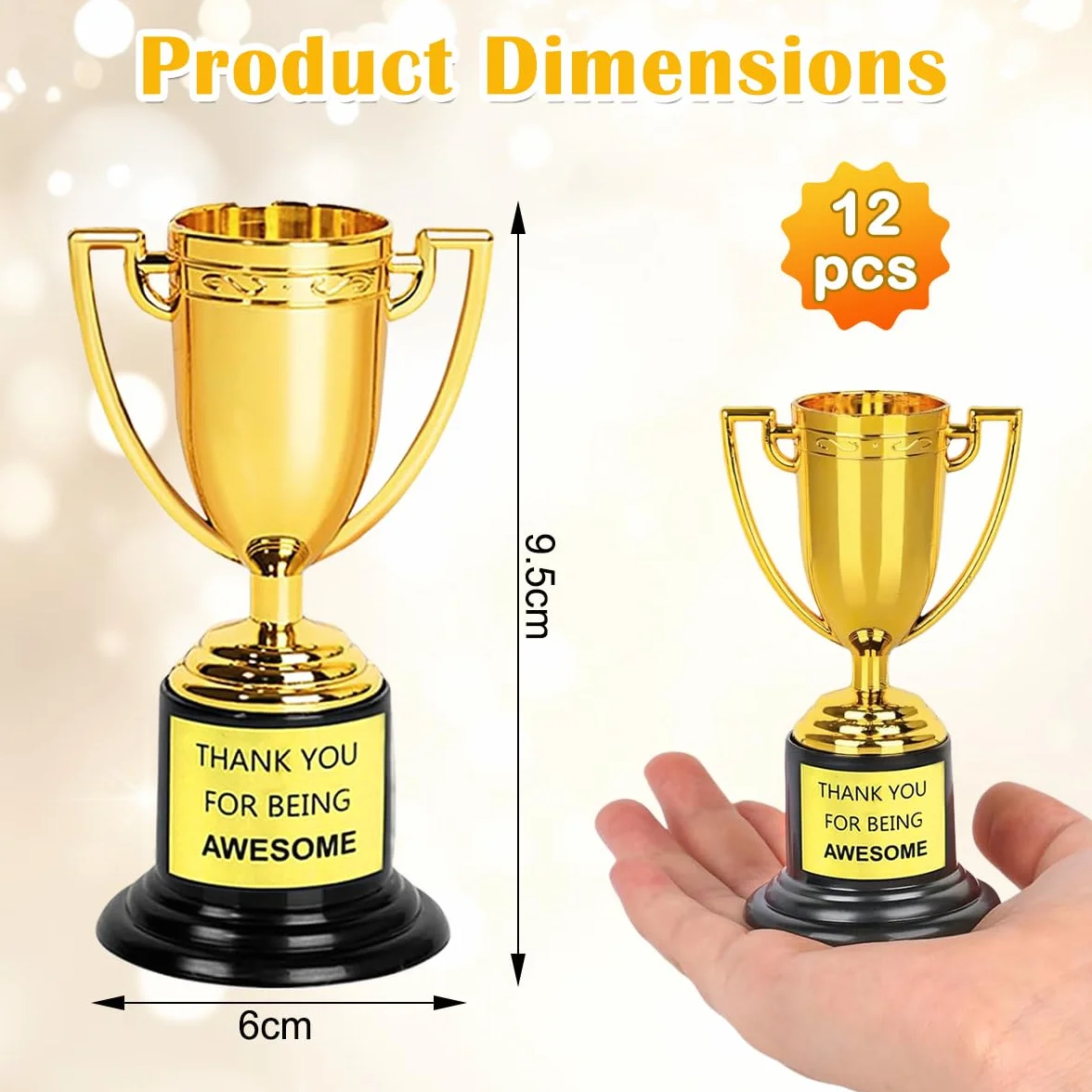 Mini Coupes Trophées Football Plastique Dorés Anniversaire Cadeaux Tournois Sportifs