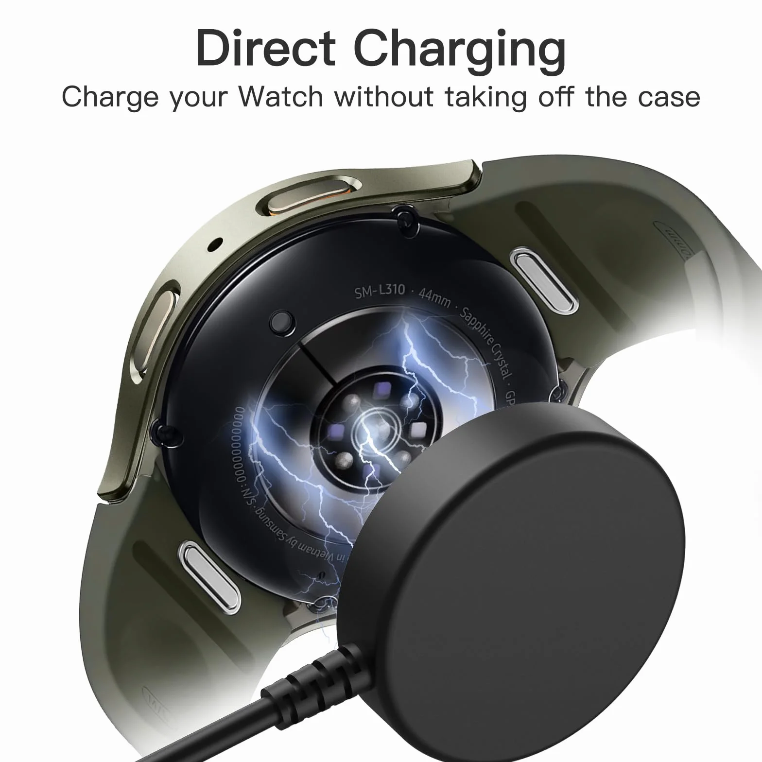 JETech Coque avec Protection D'écran pour Samsung Galaxy Watch 7 44mm, Étui Housse de Protecteur Complète, Film en Verre Trempé Intégré Haute Sensibilité, Lot de 2 (Vert)