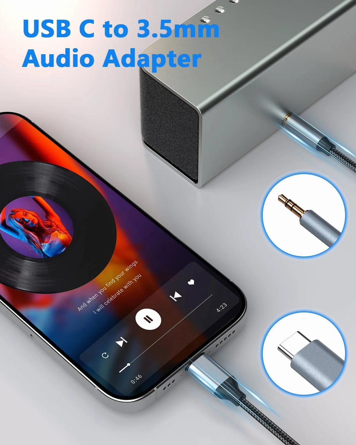 Câble USB C vers 3.5mm Jack 1.2M Adaptateur Stéréo pour iPhone 17 16 15 Samsung Galaxy S23 S22 S21 Note 20 Huawei P40 P30