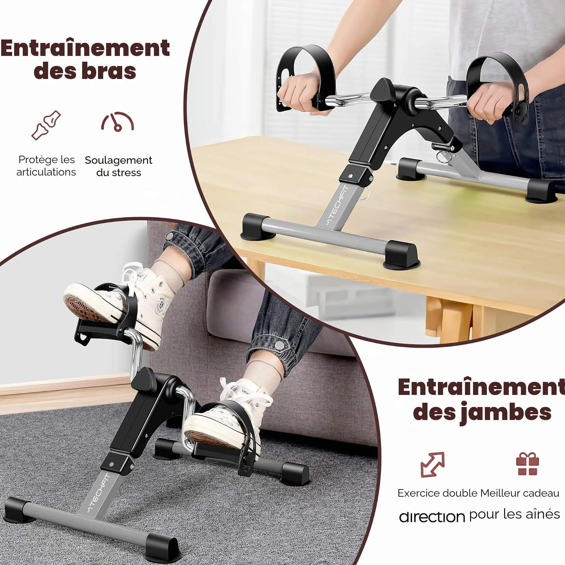 Techfit Mini Vélo d'appartement Formateur pour Bras et Jambes