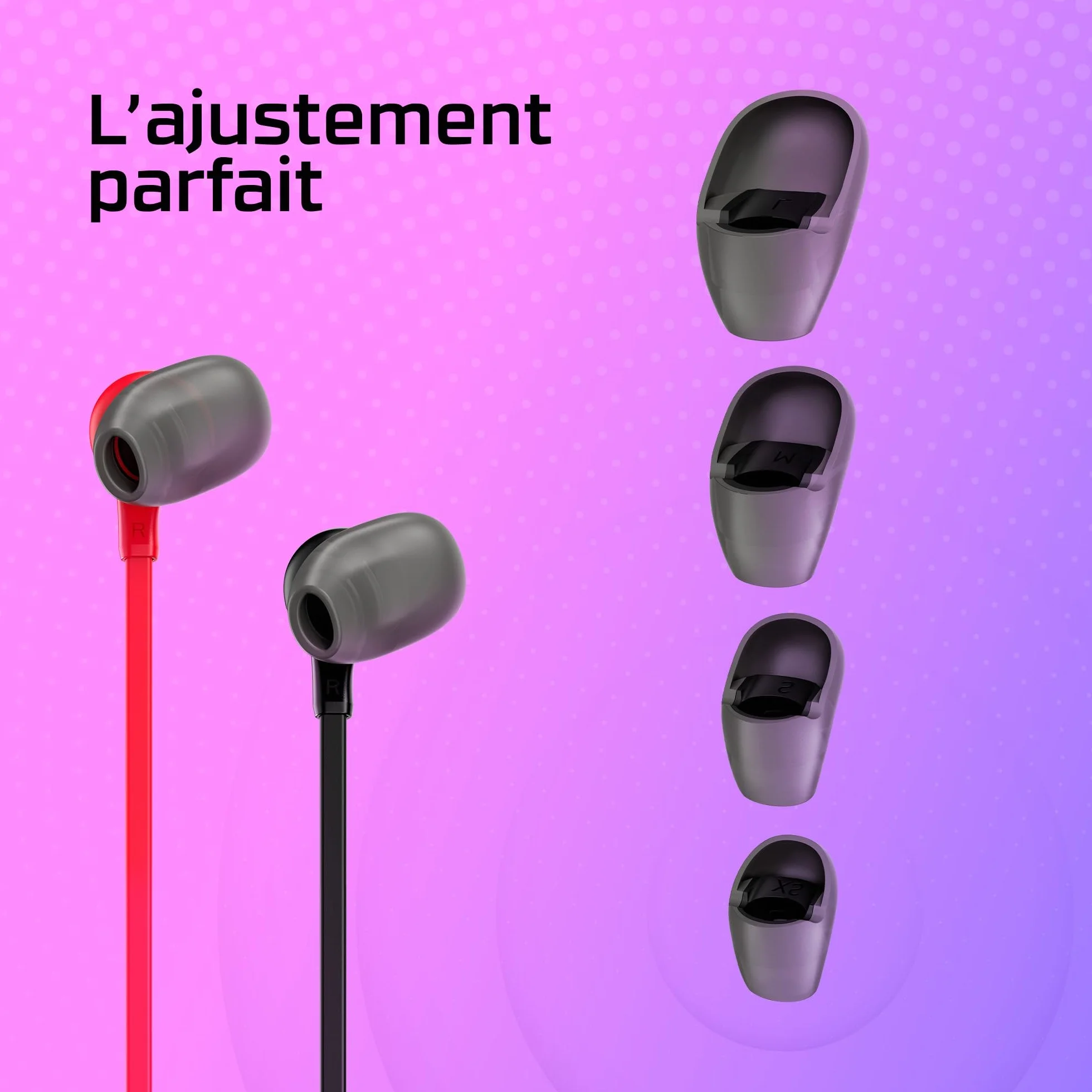 HyperX Cloud Earbuds II Écouteurs Gaming, Audio Immersif, Microphone Intégré, Prise Jack 3.5mm Coudée, Quatre Tailles d'Embouts, Pochette de Transport, Rouge