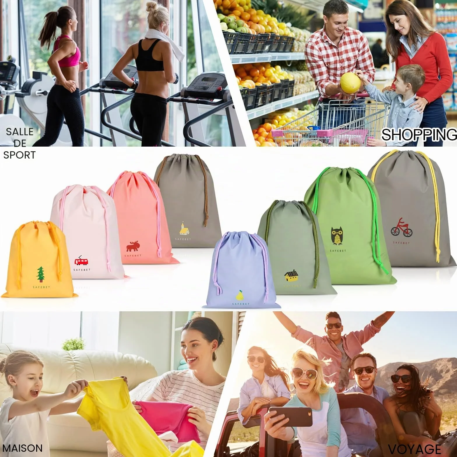 Annhao Sac Imperméable avec Cordon 10 Pcs Sac à Cordon Sport Gym Organisateur de Bagages Imperméable