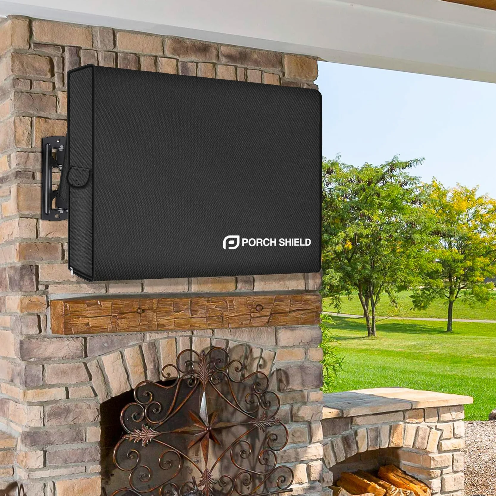 Porch Shield Housse de protection complète pour TV d'extérieur de 40 à 43" – Protection complète contre les intempéries pour TV LCD, LED, compatible avec supports muraux et supports (noir)