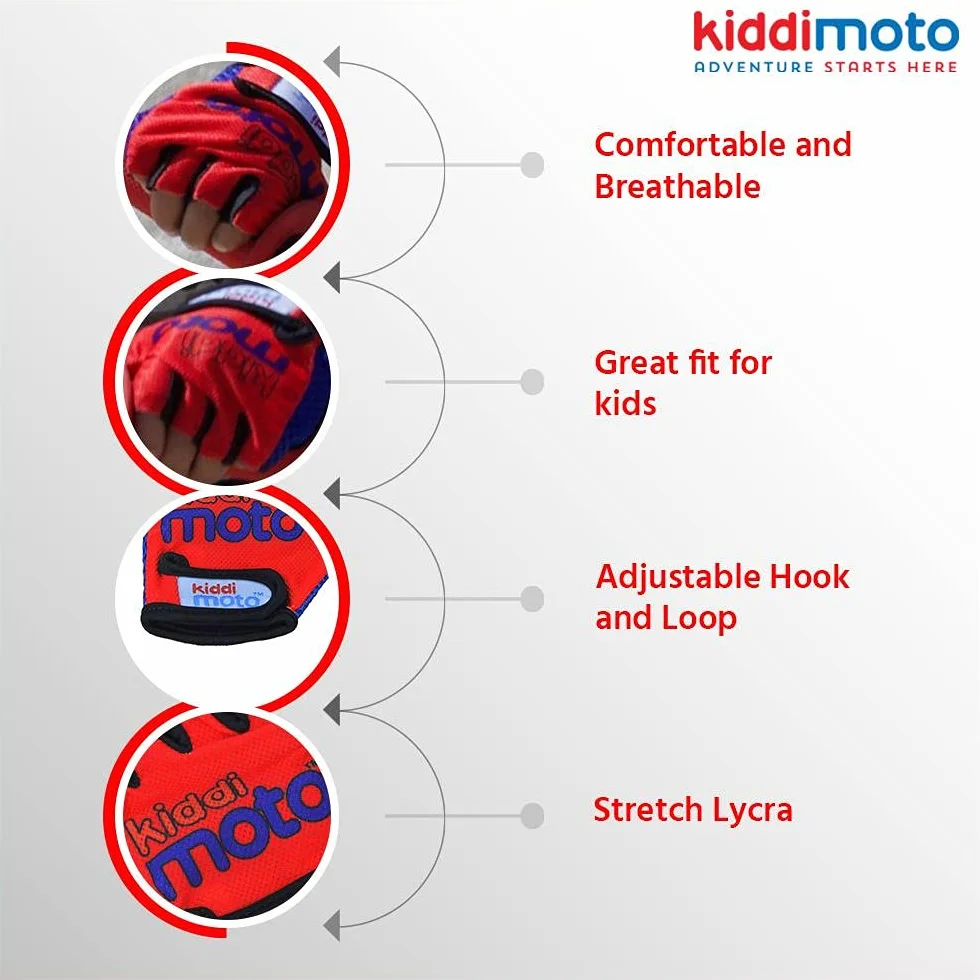 KIDDIMOTO Gants Vélo Enfant 2-8 Ans Cyclisme Trottinette Rouge