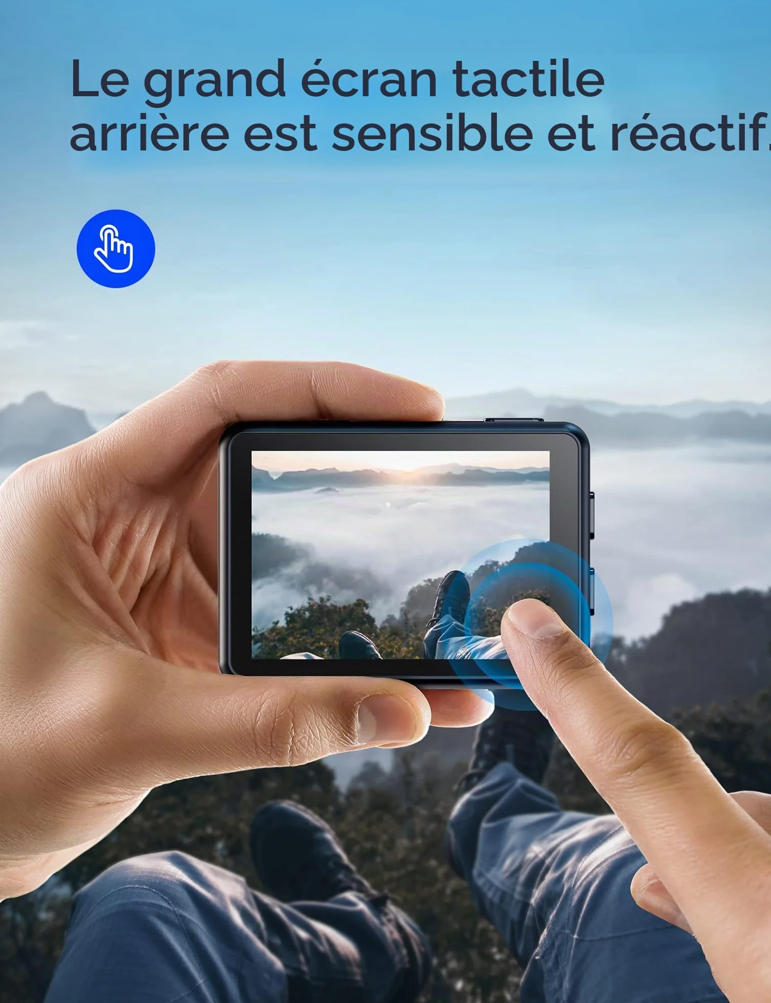 WOLFANG Caméra Sport GA200 4K 24MP, Deux Écrans 30FPS Caméra Étanche Grand Angle Écran Tactile WiFi Appareil Photo avec EIS Stabilisateur(2 Piles, kit d'accessoires)