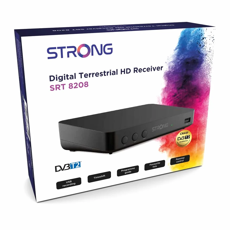 Décodeur TNT Full HD SRT8208 HEVC265 Dolby Digital Plus HDMI Péritel USB Noir