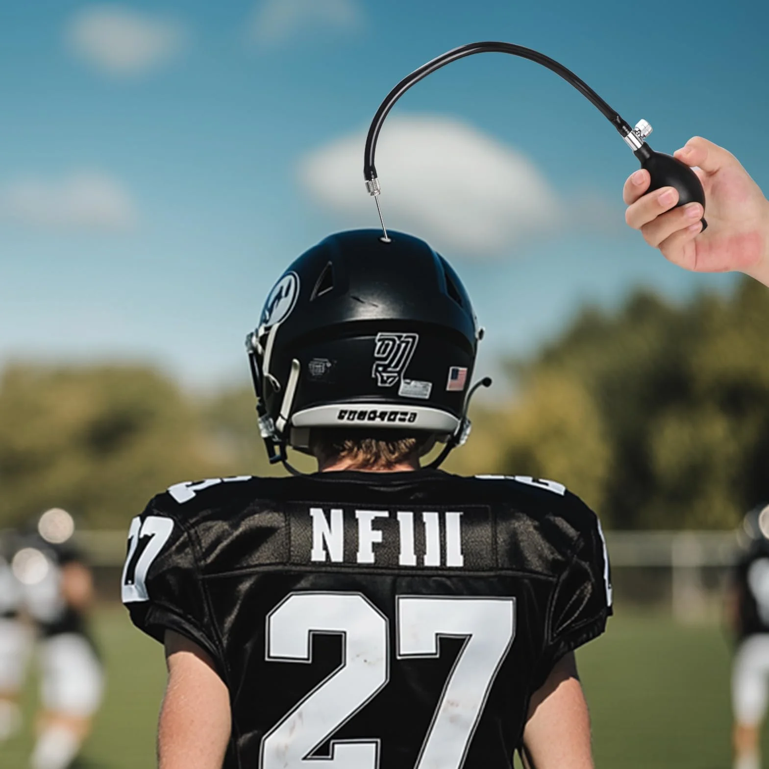 Pompe à Main Universelle pour Casque de Football avec Valve de Déverrouillage et Aiguilles de Gonflage