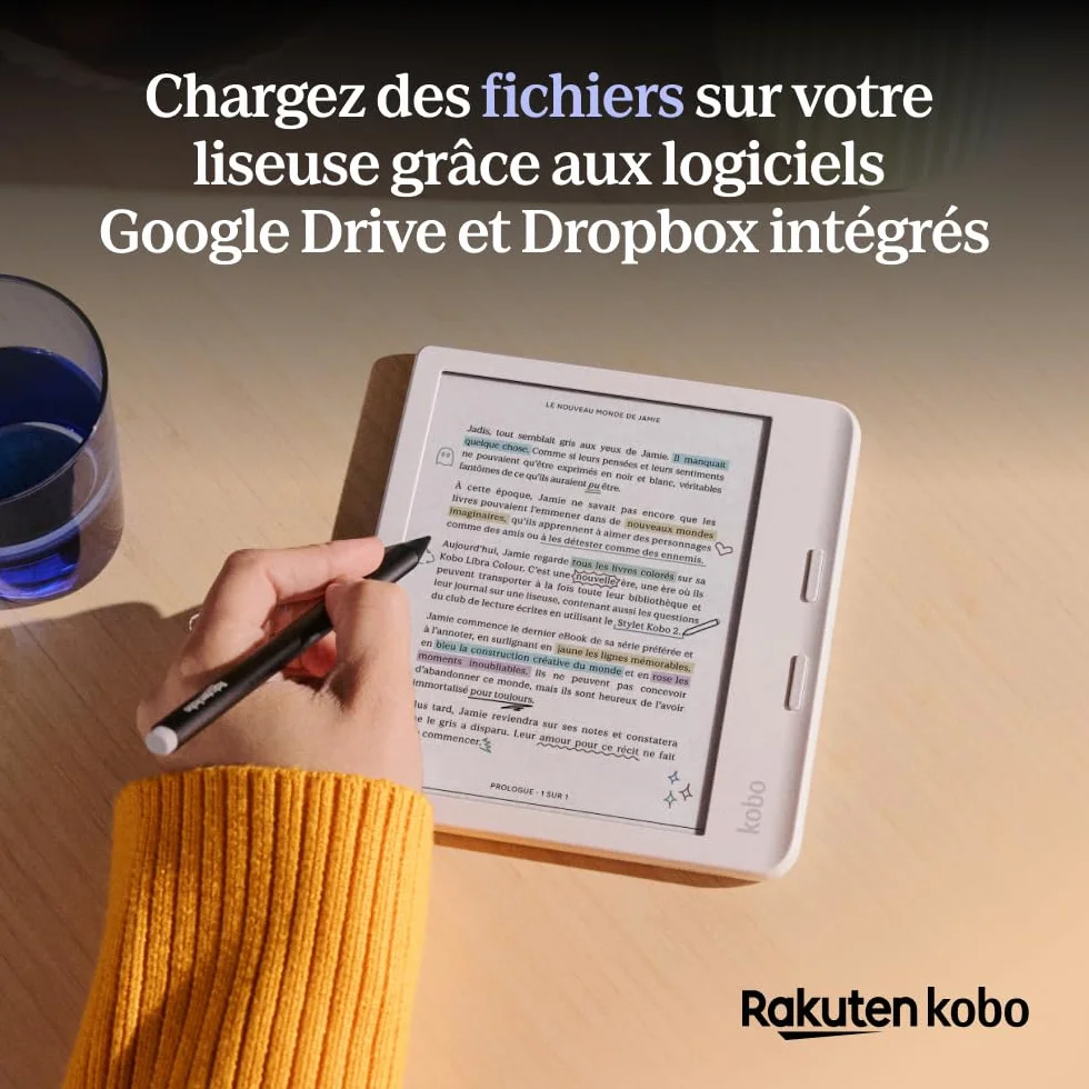 Kobo Libra Colour Black | Liseuse eBook Couleur | Écran Couleur E Ink Kaleido™ 3 sans Reflets de 7" | Option Mode Sombre | Étanche | Livres Audio | 32 Go de Stockage | Noir