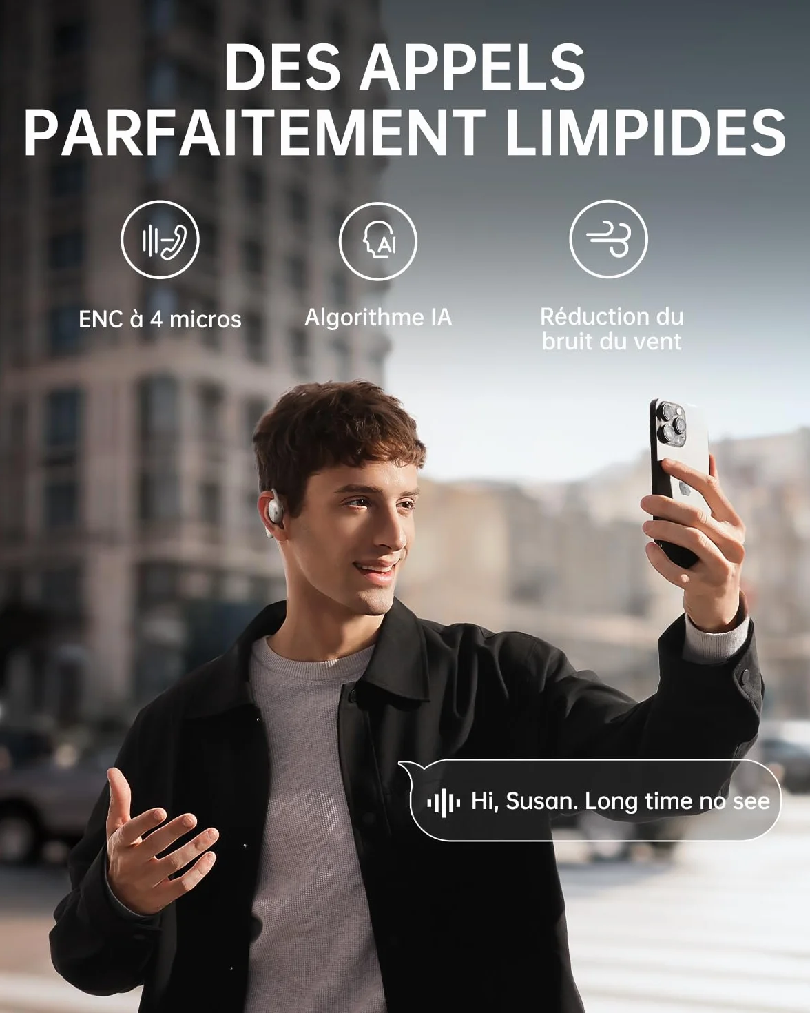 Baseus Bowie MF1 Casque Bluetooth Ouvert Acoustique Dirigé Basses Puissantes Ultra Léger IPX4 Étanche Microphones ENC Écouteurs sans Fil Bluetooth 5.4 pour Course à Pied Entraînement Fitness