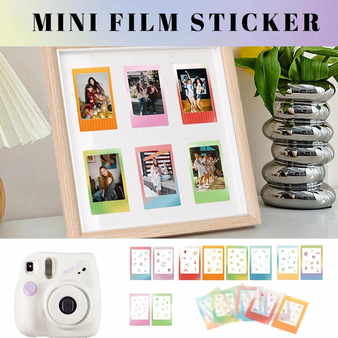 Lot de 30 Autocollants de Bordure Photo, Jolis Autocollants Photo Compatibles avec le Film Instantané Fujifilm Instax Mini 12/11/9/8/7S/70/40/50S/90 EVO, 30 Pièces