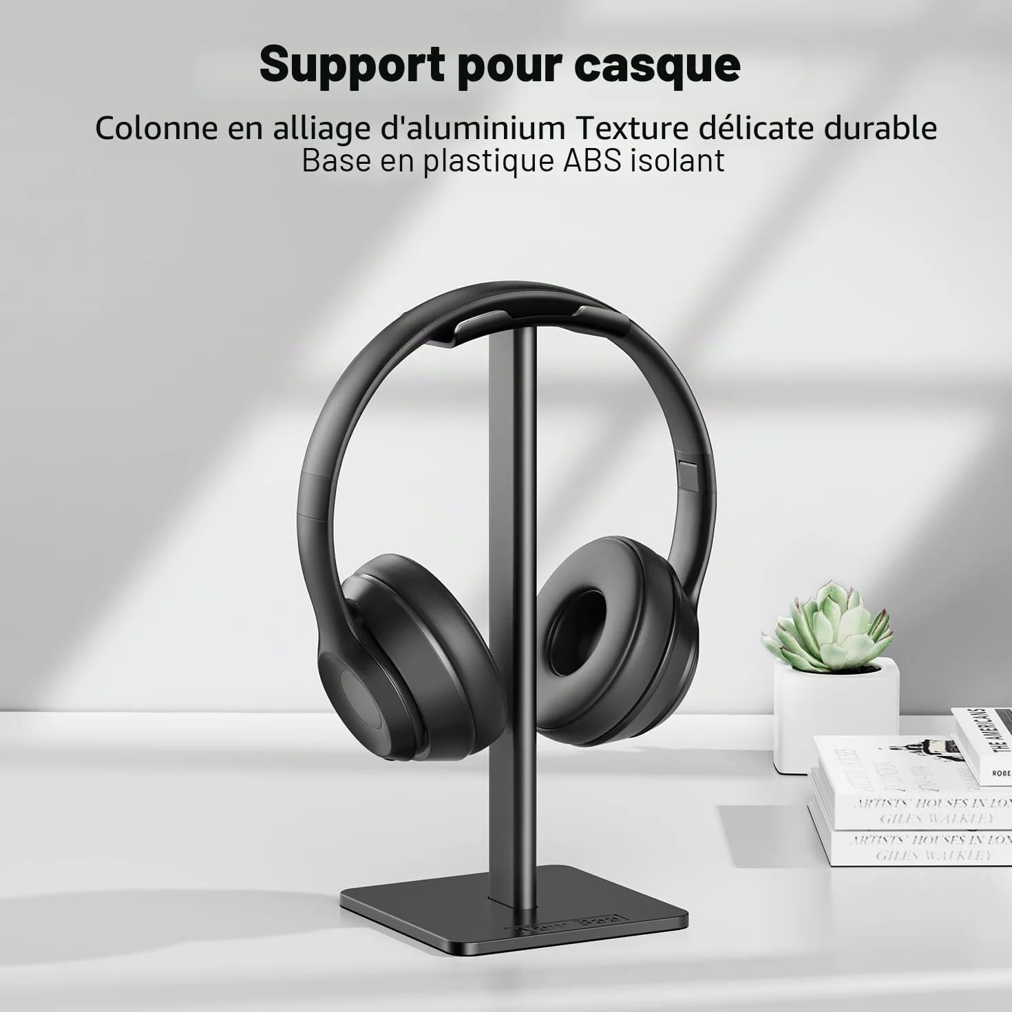 New Bee Support Universel pour écouteurs Over Sennheiser, Sony, Audio-Technica, Bose, AKG, Casque de Jeu et Affichage, Aluminium + TPU + ABS, Noir