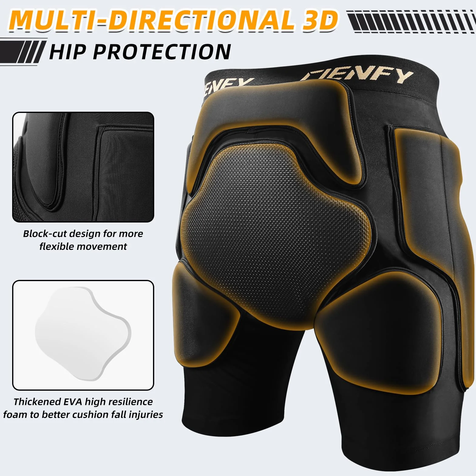 Cienfy Short de Protection 3D rembourré en EVA pour Ski Patinage Snowboard Skateboard