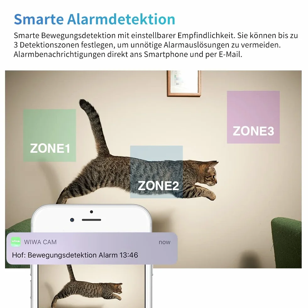 WIWACAM Mini Caméra Espion 4K HD, Camera Surveillance WiFi interieur sans Fil avec Enregistreur, sur batteries, Detecteur de Mouvement,Vision Nocturne, Alarme Email, App, Support en français, MW5