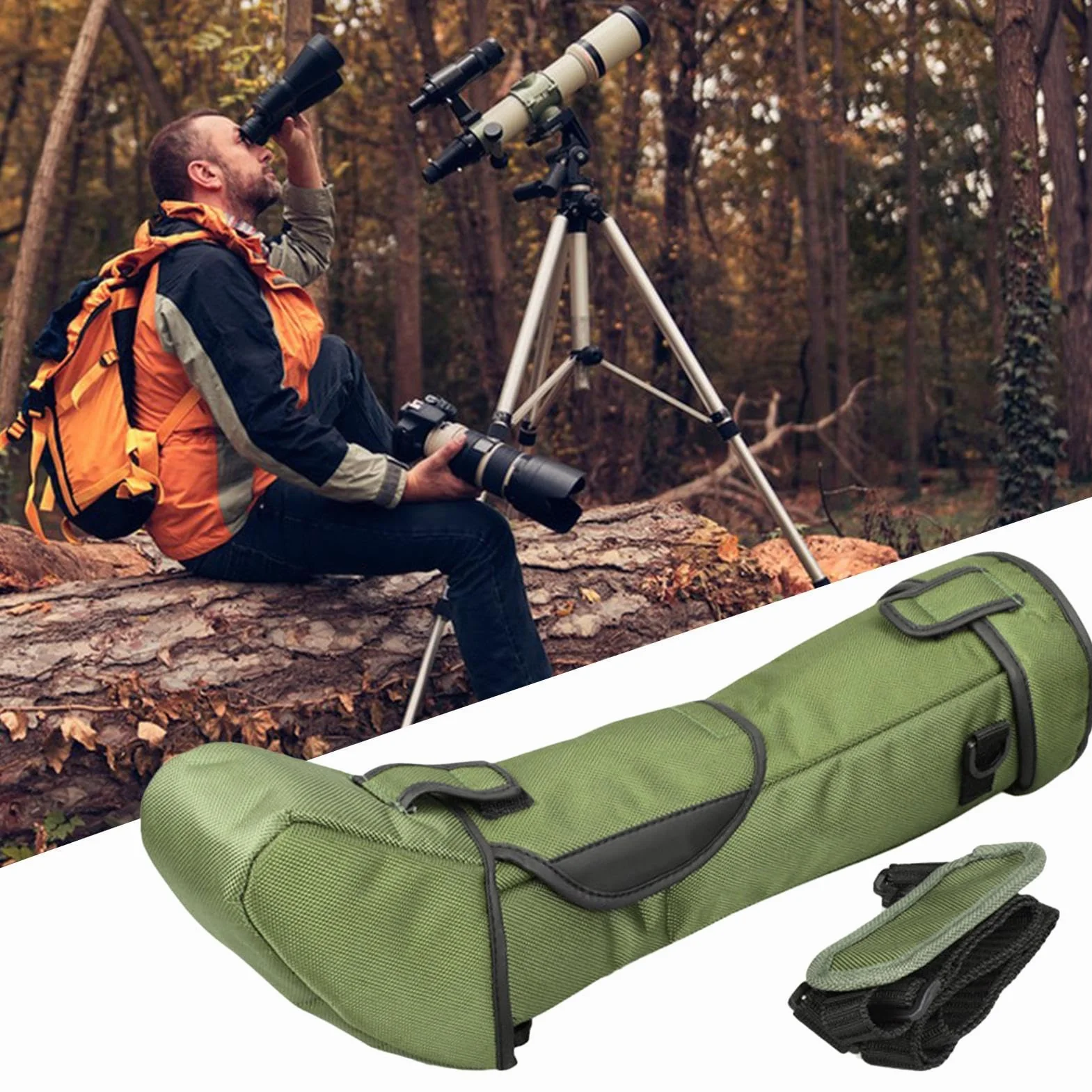 Étui pour télescope – Sac de voyage pour lunette d'observation de protection en nylon, solution de transport légère et polyvalente, bandoulière réglable | Protection sûre contre les chocs avec finitio