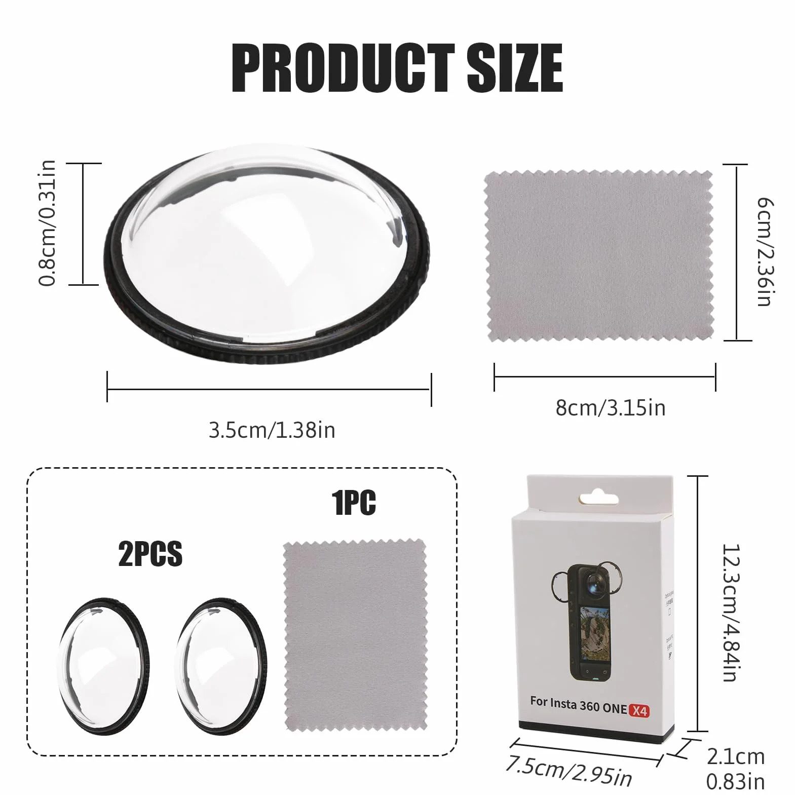 Insta360 X4 Protecteurs de Lentille Panoramique Verre Trempé Ultra-Clair Housse de Protection