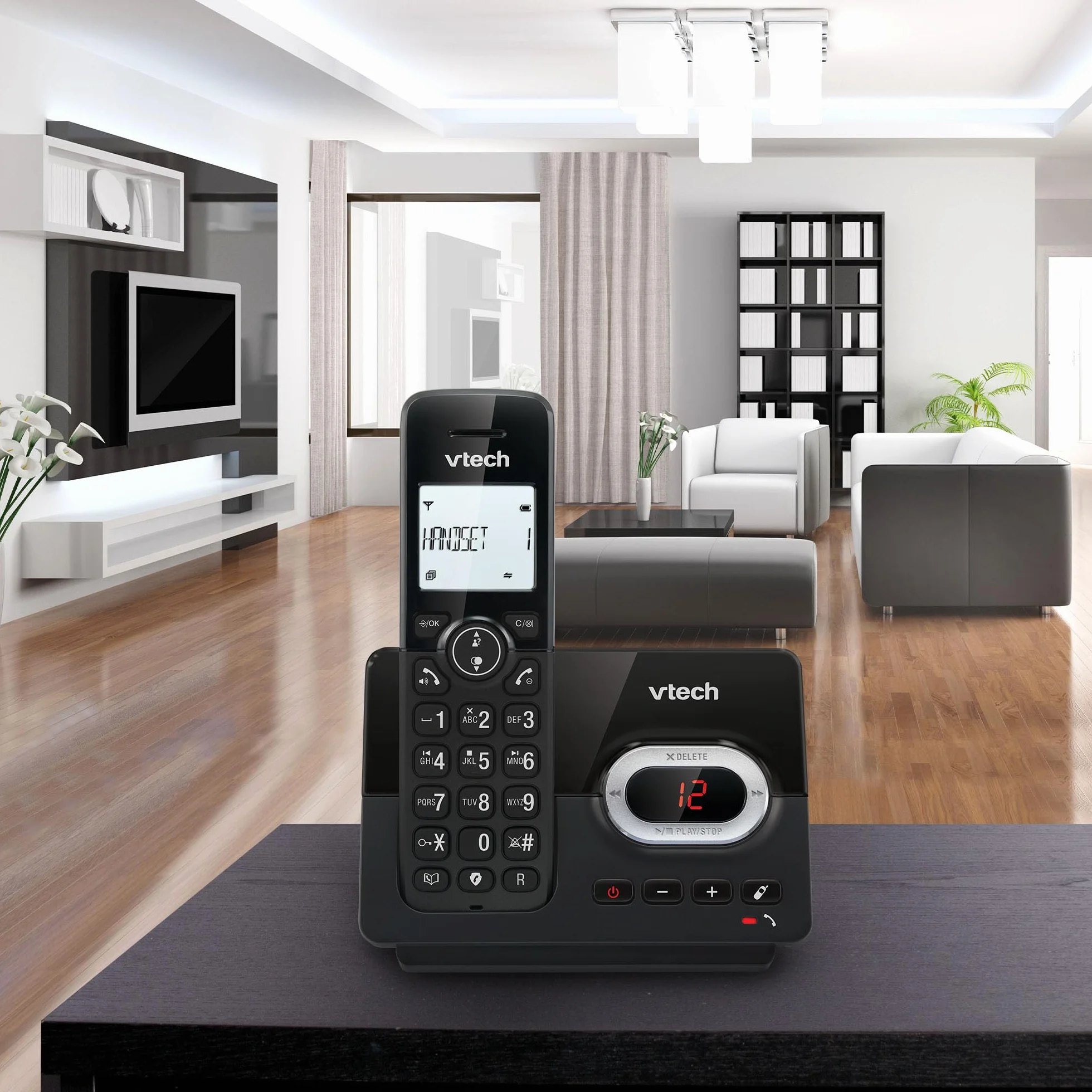 VTech CS2050 Téléphone sans Fil avec Répondeur, Mode Eco+, Blocage d'Appel, Mains Libres, Grosses Touches, Noir