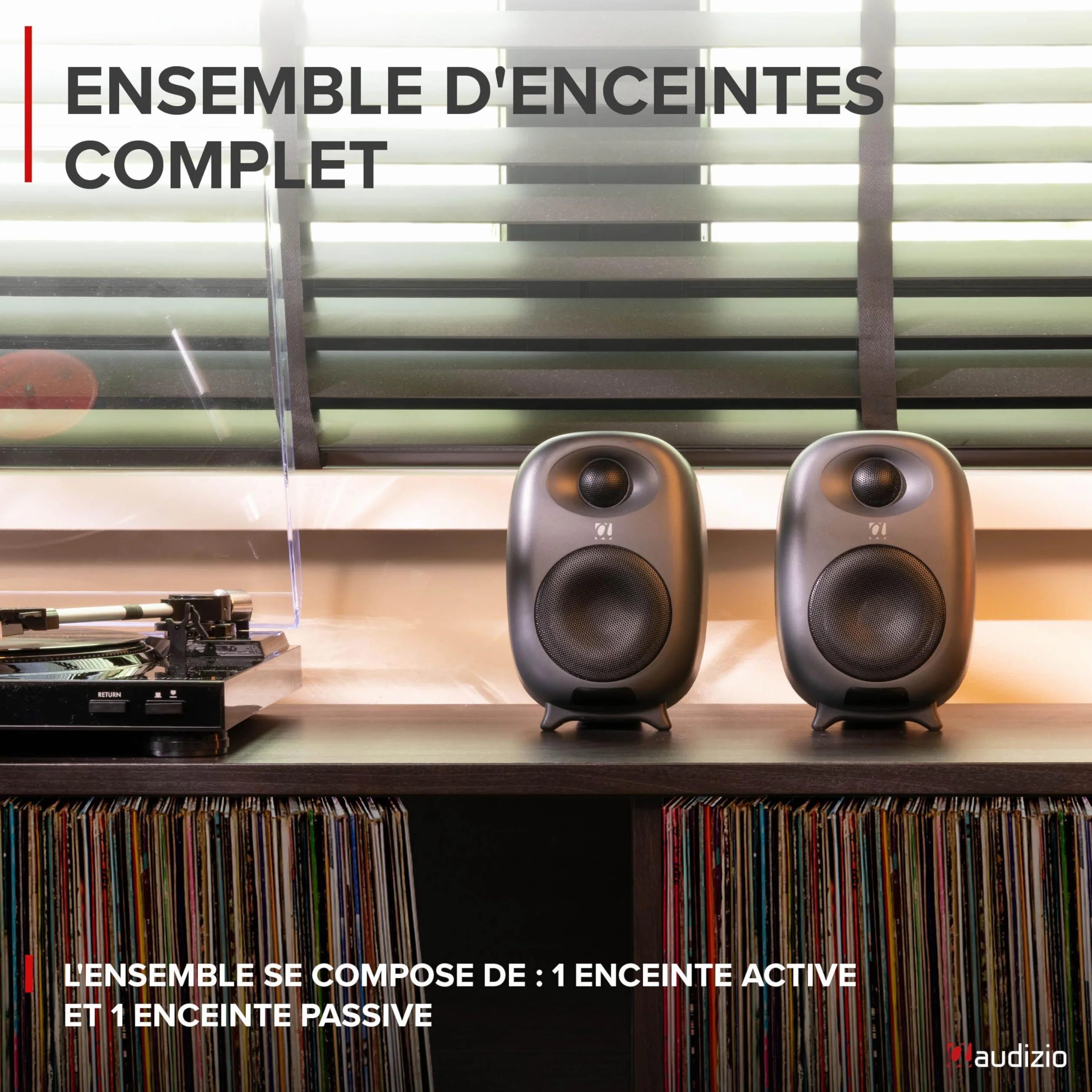 Audizio RS60 Enceintes HiFi Bibliothèque 120 W Noir Actives/Passives BT sans Fil RCA AUX