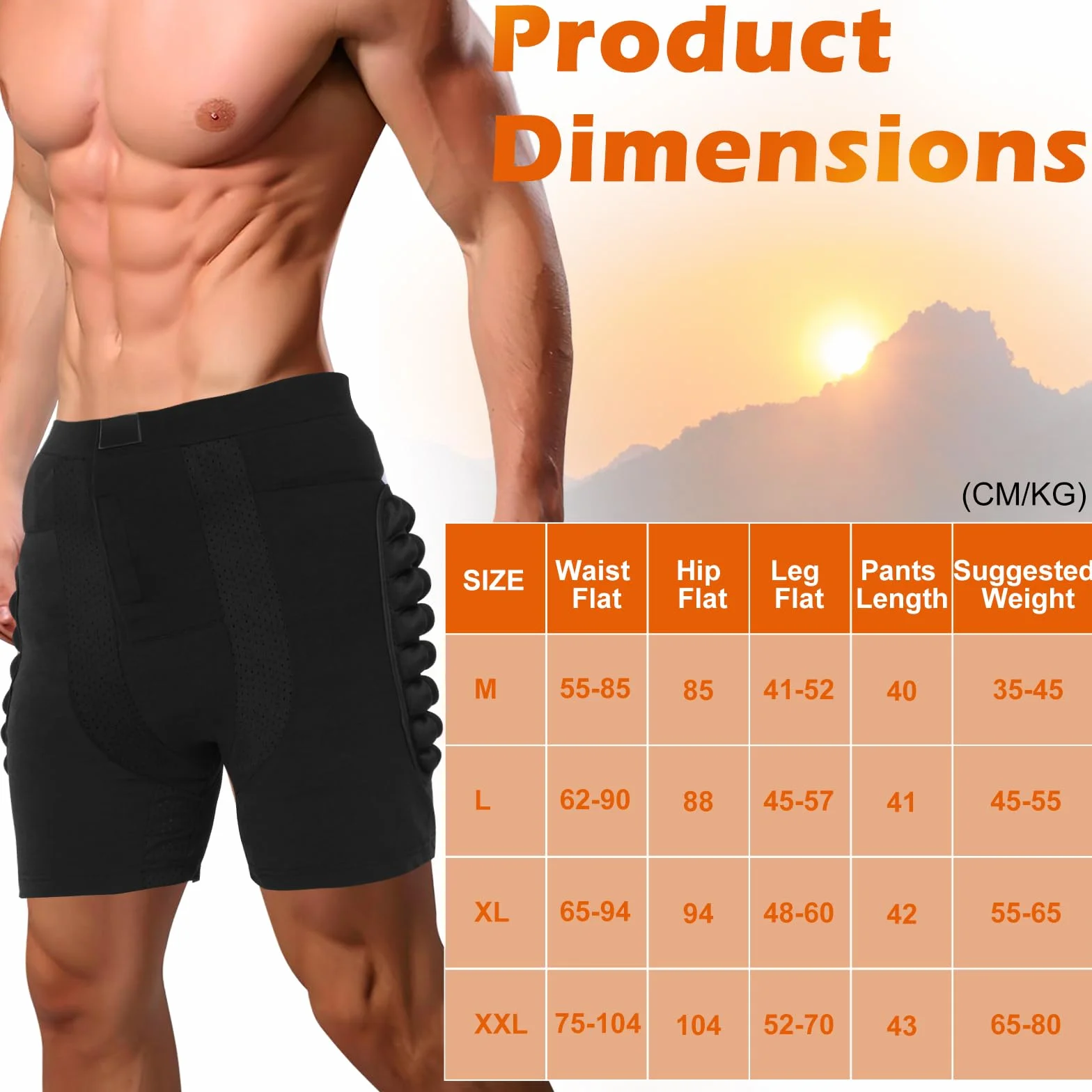 Short de Protection Rembourré en EVA 3D, Protection Hip Pad Pantalon, Résistants aux Chocs pour Skateboard, Snowboard, Patinage, Cyclisme
