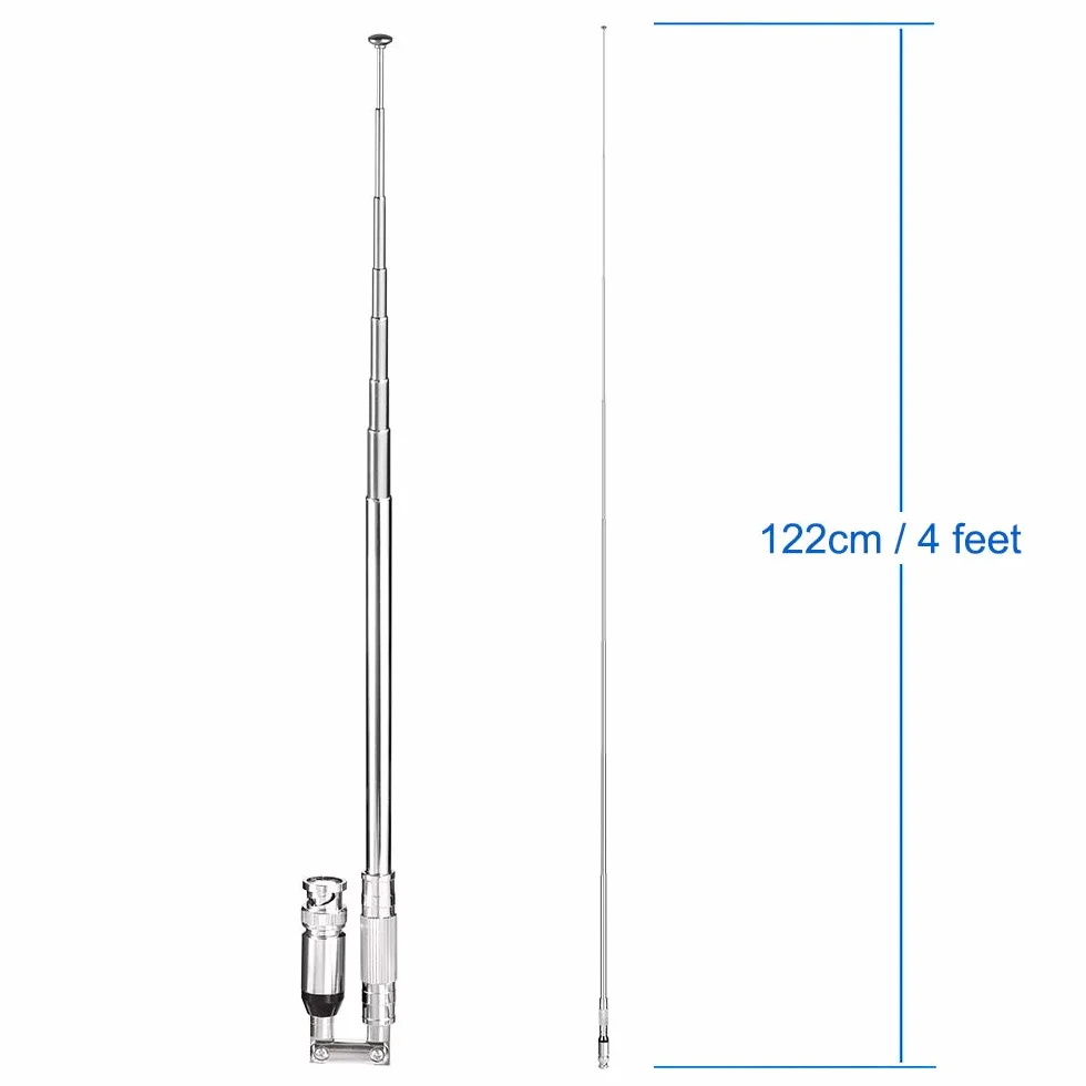Bingfu Antenne Scanner Radio 20-460MHz 470-1300MHz Télescopique Mâle BNC 8-Section Compatible avec Uniden Bearcat Whistler Scanner Radio Police CB VHF UHF Radioamateurs