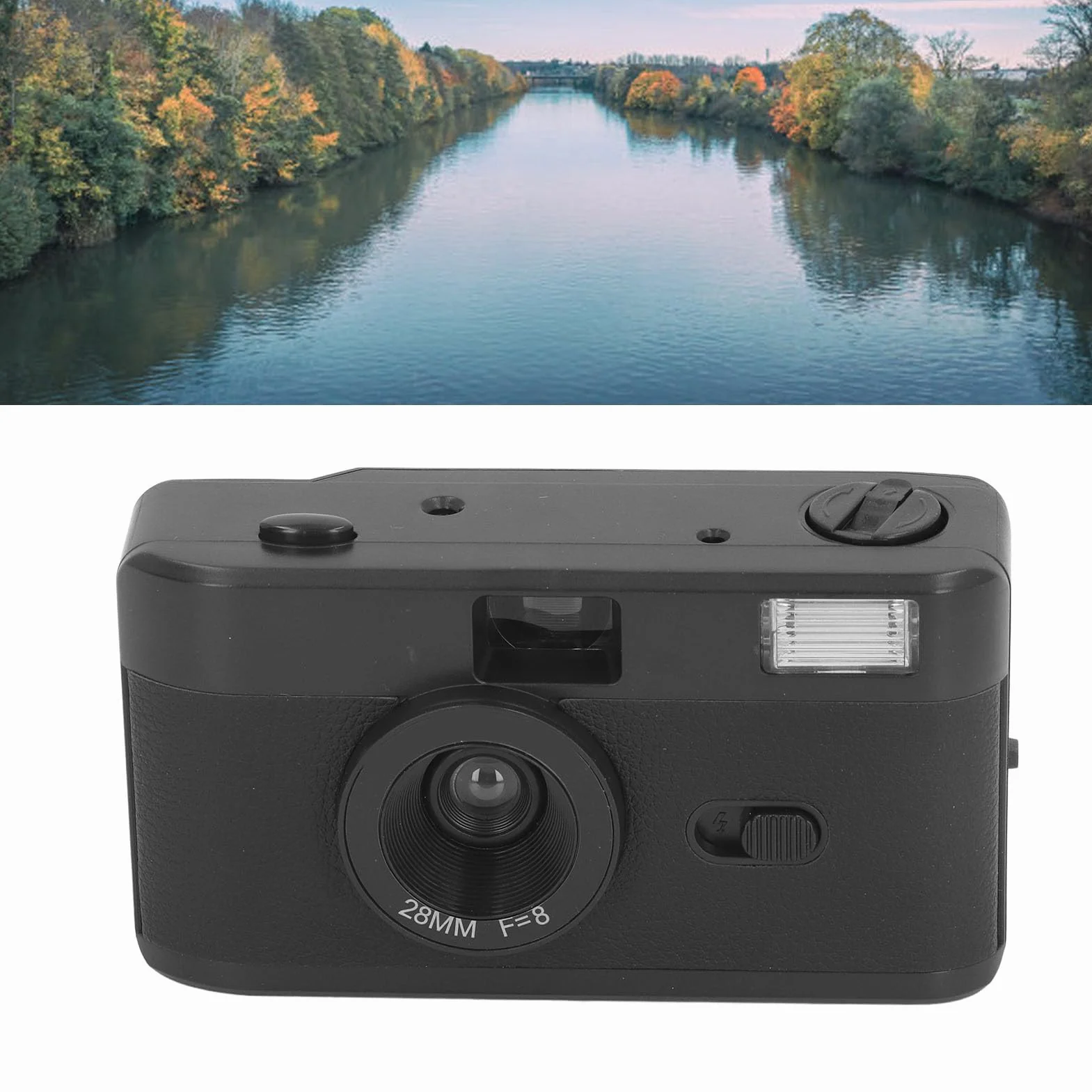 Appareil Photo à Film, Appareil Photo à Film Réutilisable sans Mise au Point 35 Mm avec Objectif 28 Mm F/8, Appareil Photo à Film Analogique 35 Mm avec Flash intégré, Léger et