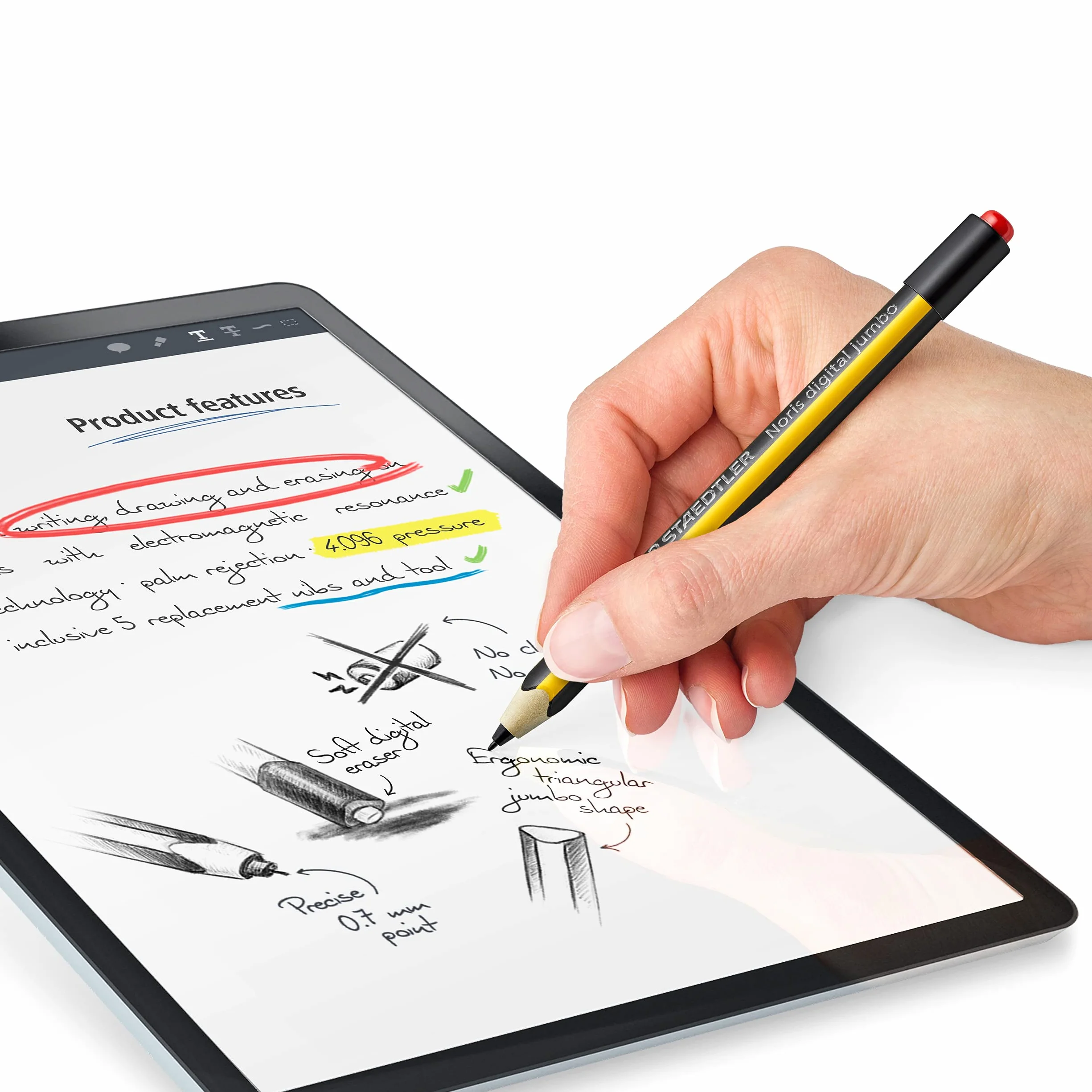 Staedtler Noris digital jumbo 180J 22, EMR Stylus avec gomme numérique souple pour écran EMR