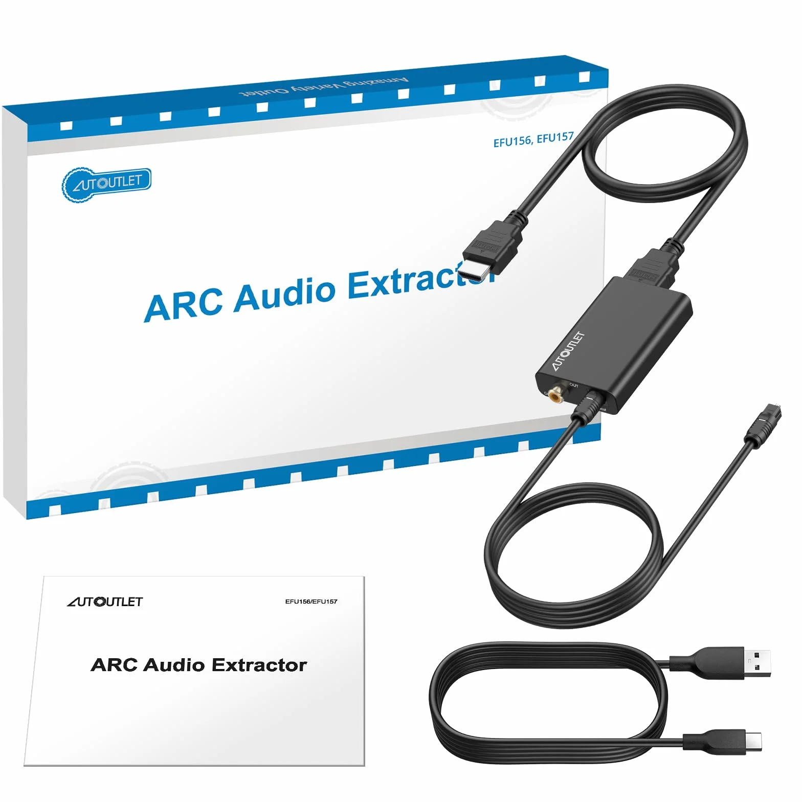 AUTOUTLET Extracteur Audio HDMI ARC 192 KHz, Adaptateur ARC 1M Optique, Répartiteur Audio pour Amplificateur Barre de Son Système H