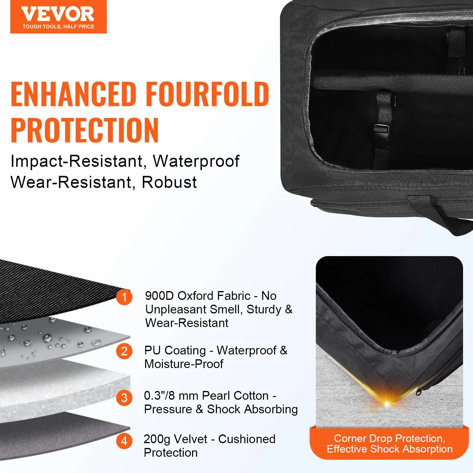 VEVOR Étui pour télescope 770 mm Mallette de Transport avec Boucles Fixes Multi-Poches séparateur Amovible