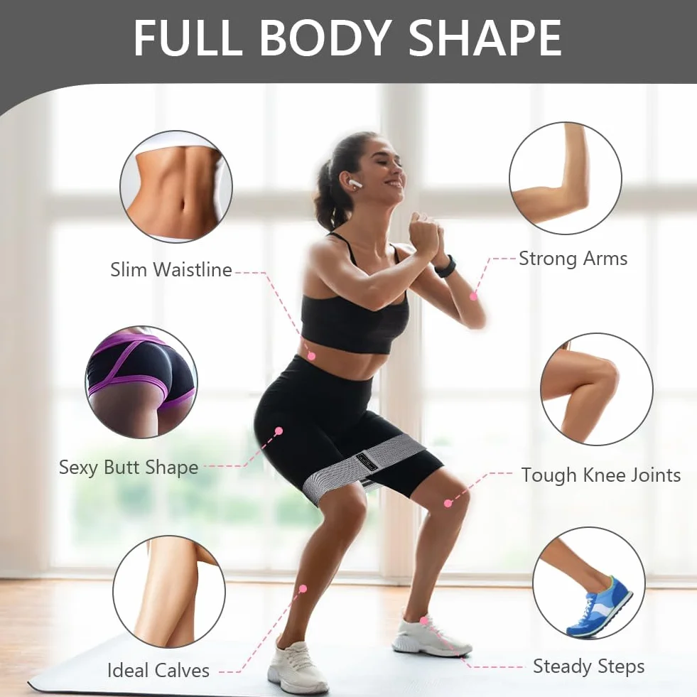 Flintronic Bande Élastique Musculation, Bande de Résistance 3/5 Niveaux de Force, Fitness en Tissu, avec Sac de Rangement