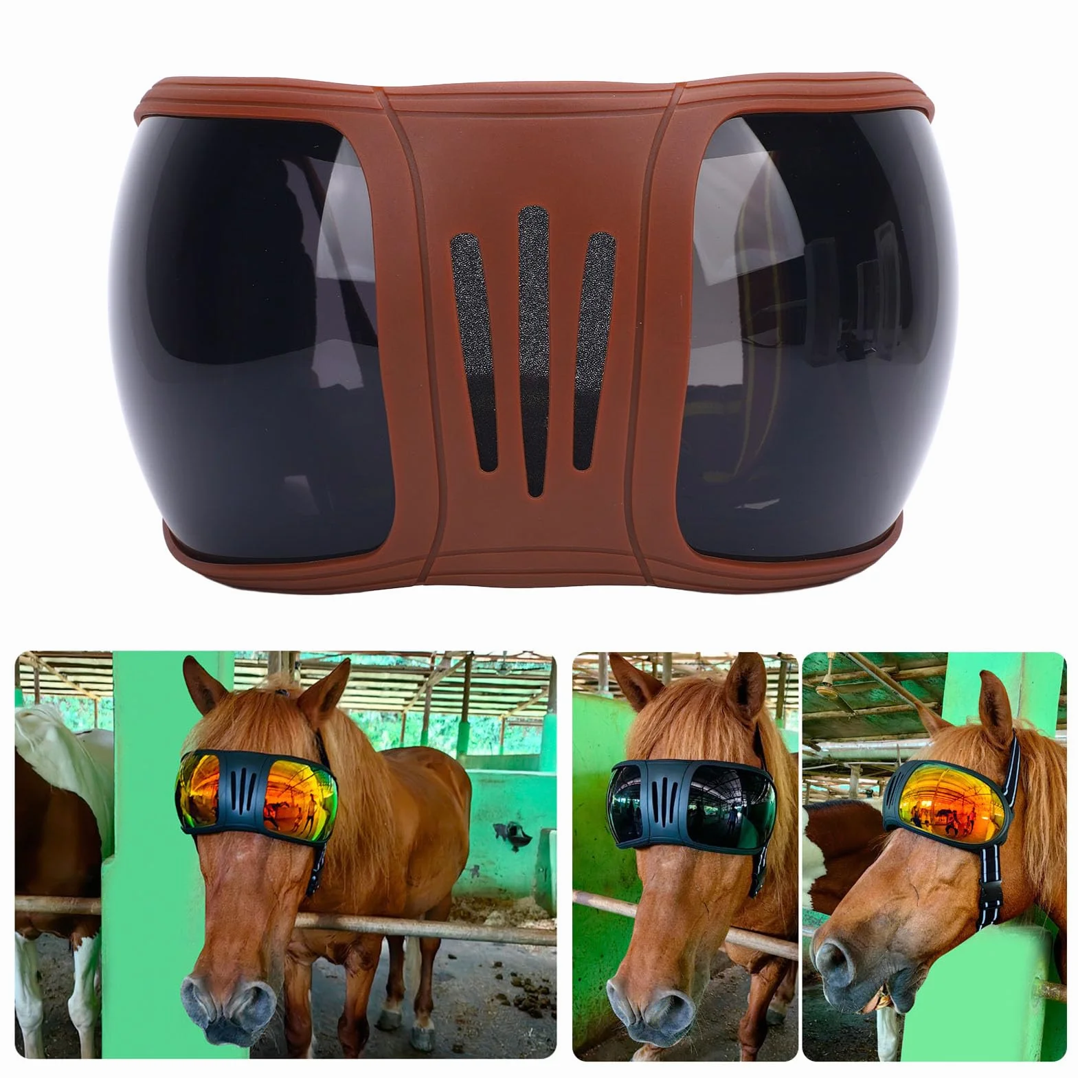 Lunettes de Sport pour Chevaux UV400, Rembourrage Doux, Coupe-vent, Sangles Réglables