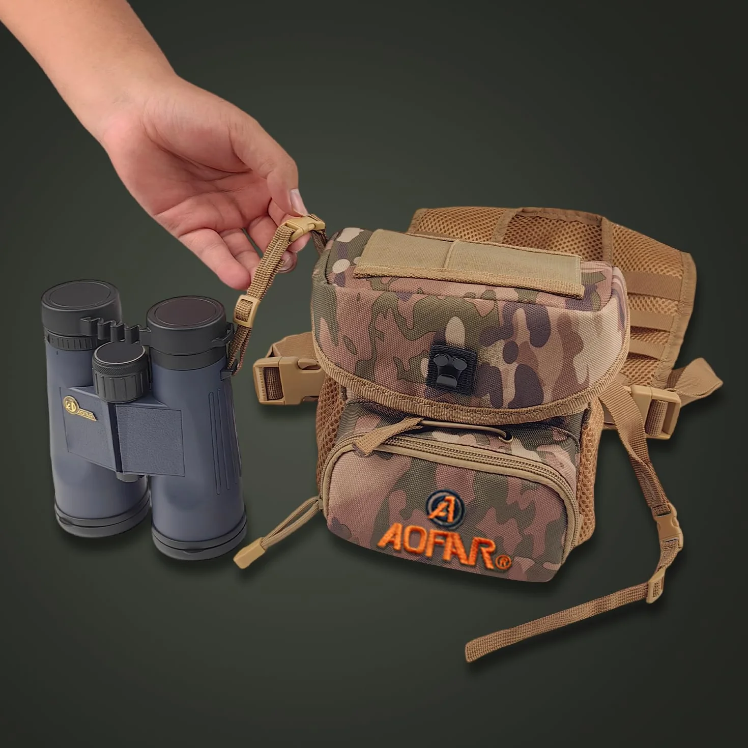 AOFAR Binoculaire Harness Chest Pack avec Sangle réglable, léger, Grande capacité, Bino Case pour Chasse, Randonnée, Tir