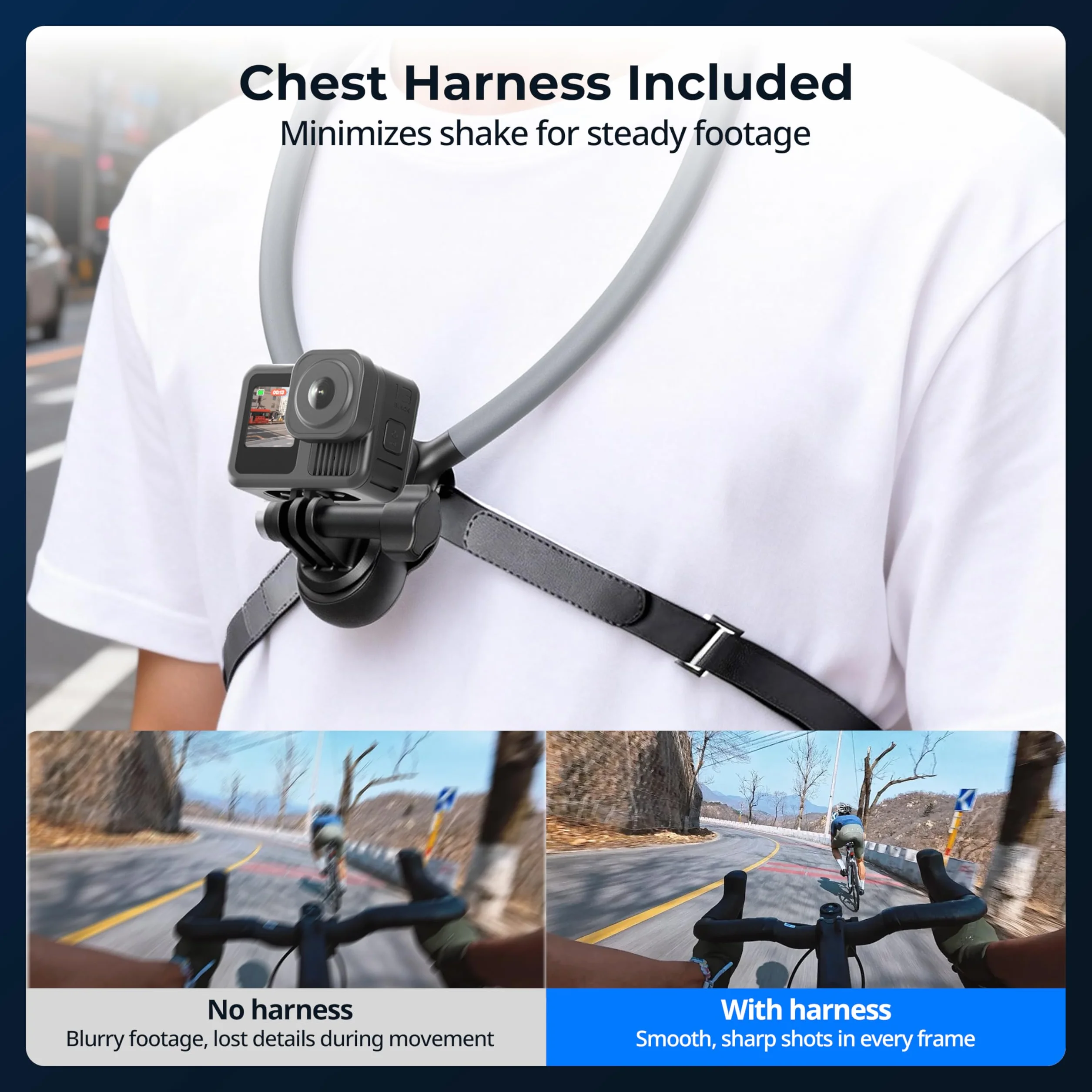 SMALLRIG Support de Cou avec Sangle de Poitrine pour caméras d'action, avec Interface à 2 Broches pour GoPro Hero 13/12/11/10/9, pour DJI Osmo Action 5 Pro/4/3, pour Insta360 Ace Pro 2-5596