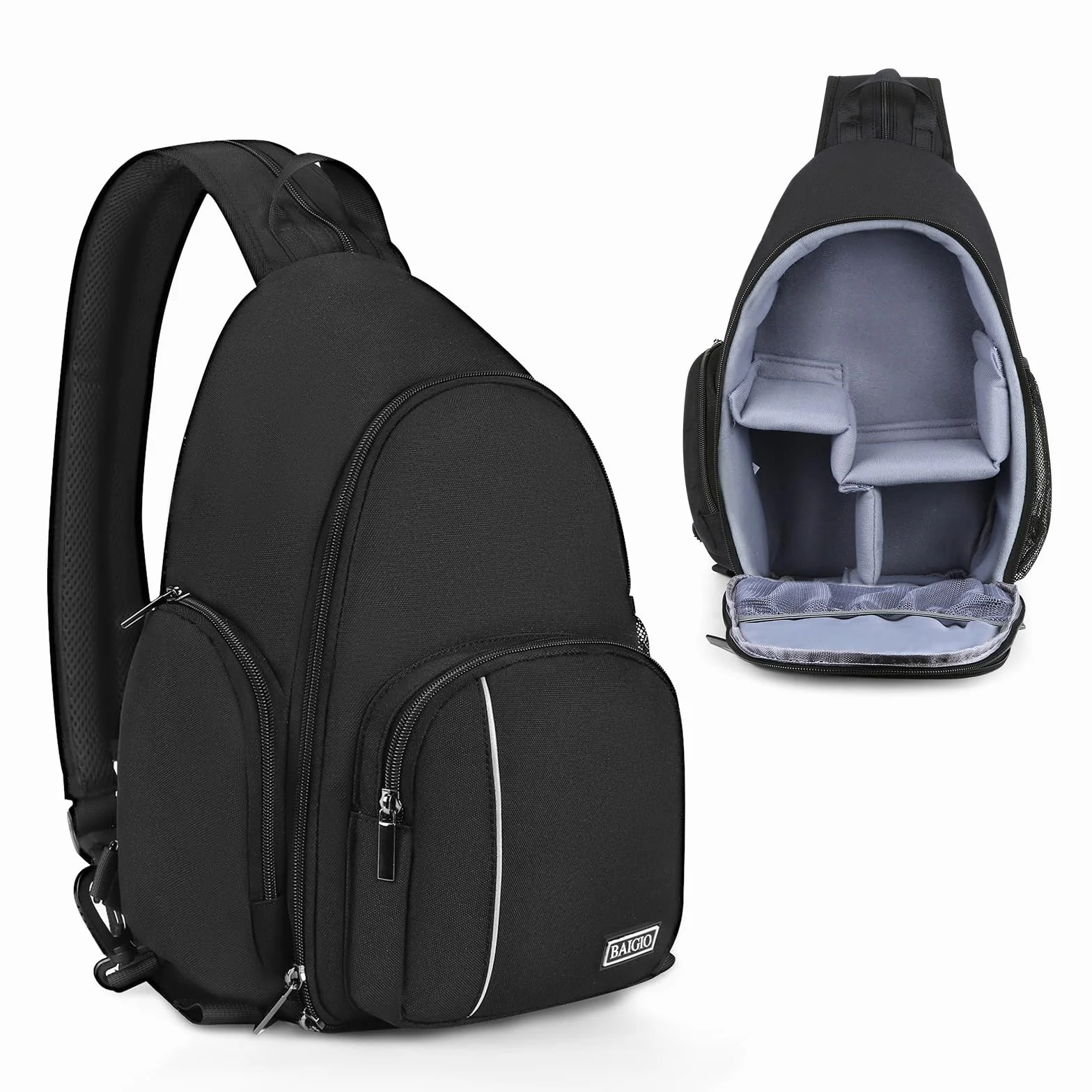BAIGIO Sac à Dos pour Appareil Photo Sac à Dos Photo Sac à Bandoulière Hydrofuge Compatible avec Les Appareils Photo Reflex 1 DSLR SLR 3 Objectifs Sony Canon Nikon