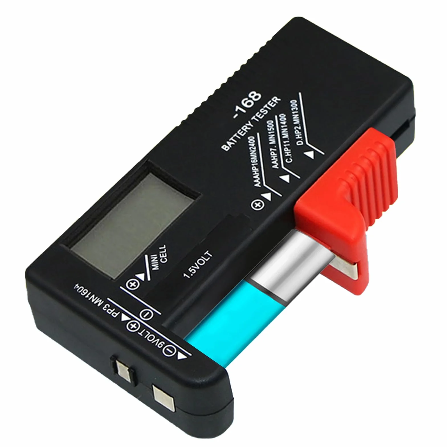 Testeur de Piles Universel Numérique BT-168D pour AA AAA C D 9V 1.5V Piles Bouton avec Ecran LCD